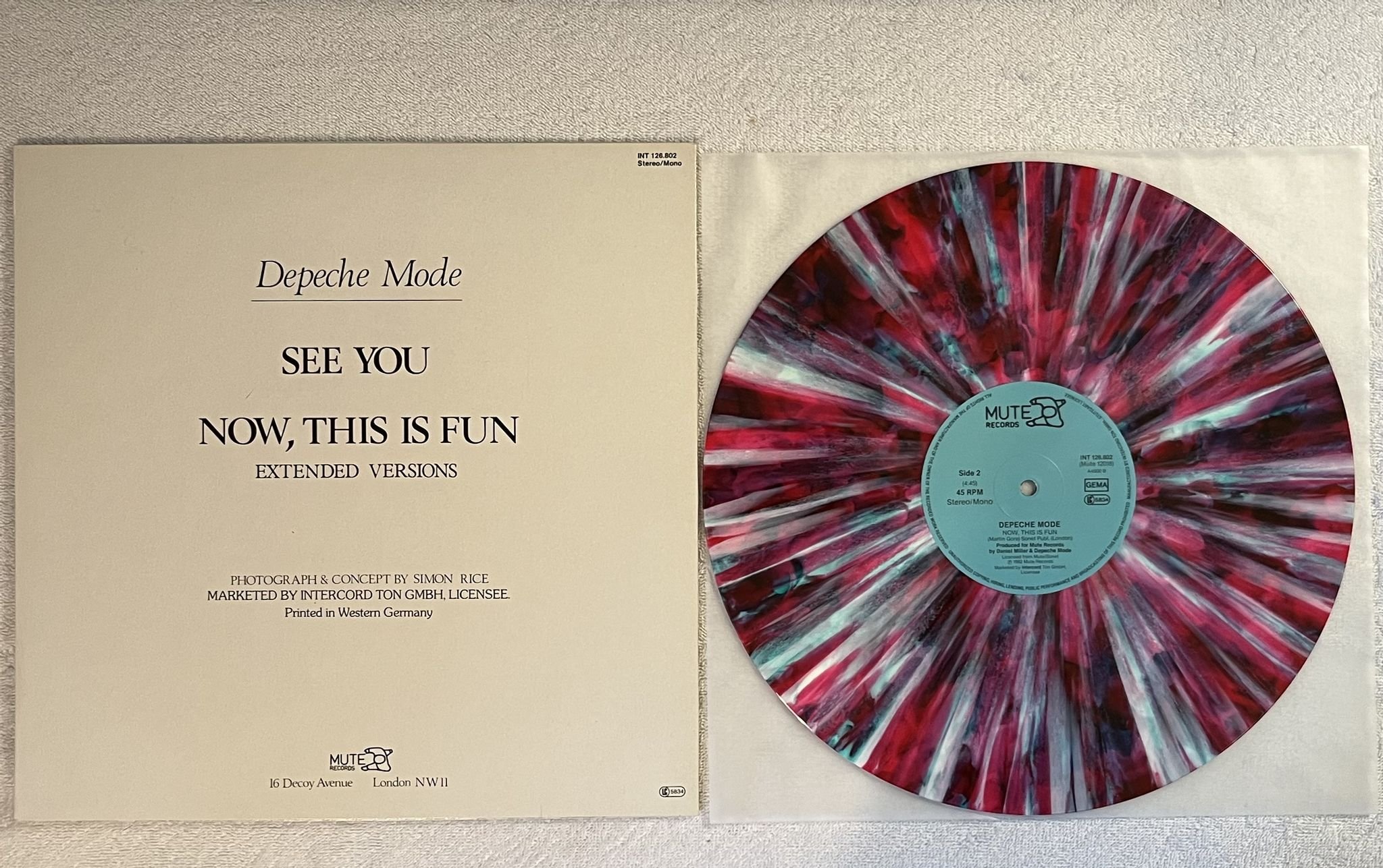 Omslagsbild för skivan DEPECHE MODE See You 12" -87 Ger MUTE INT 126.802 ** Rare Red Marbled **