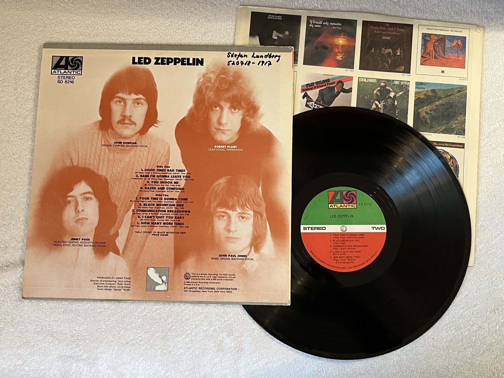 Omslagsbild för skivan LED ZEPPELIN s/t LP -69 US ATLANTIC SD 8216