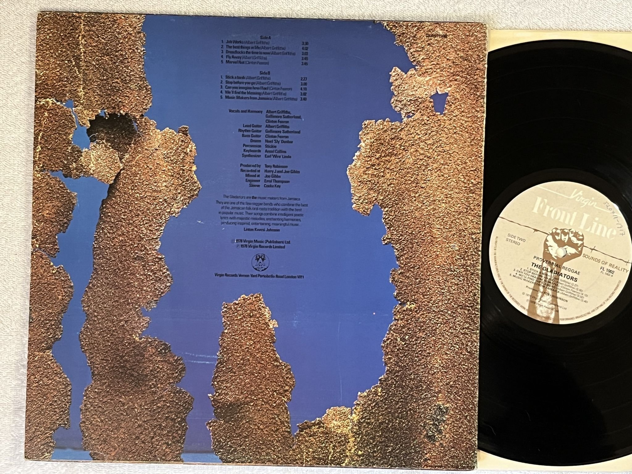 Omslagsbild för skivan THE GLADIATORS proverbial reggae LP -78 UK FRONT LINE FL 1002