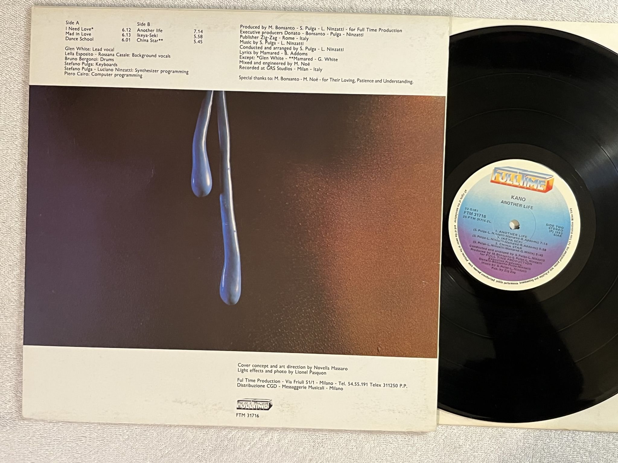 Omslagsbild för skivan KANO Another Life LP -83 Italy FULL TIME FTM 31716 *** ITALO DISCO ***