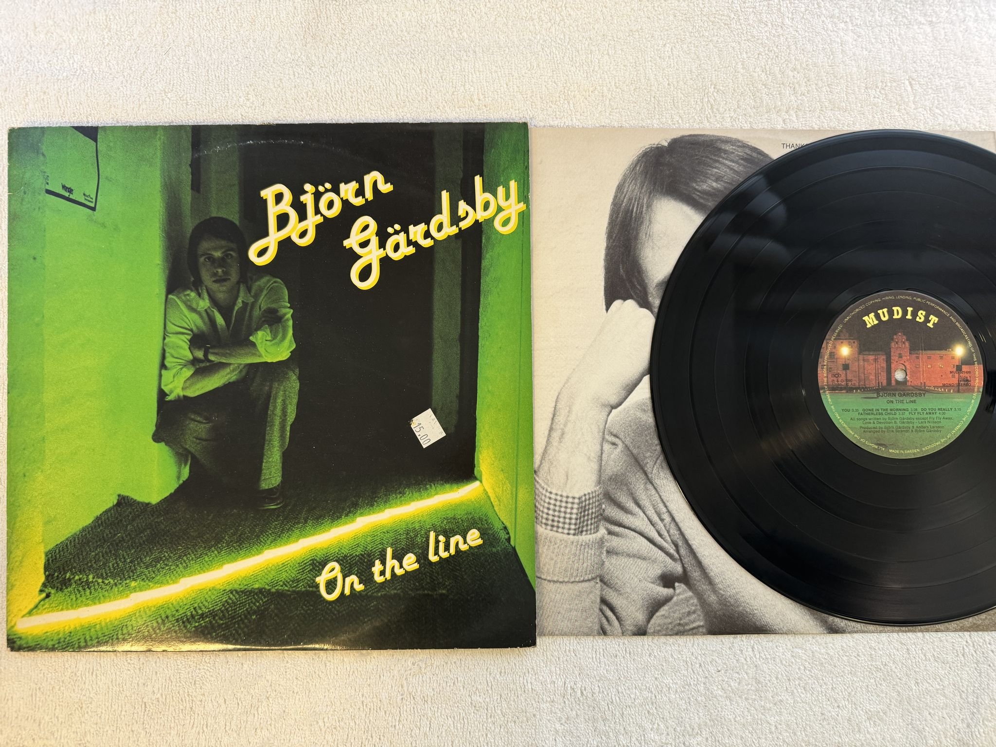 Omslagsbild för skivan BJÖRN GÄRDSBY on the line LP -80 Swe MUDIST MUD 501400 *** Rare disco ***