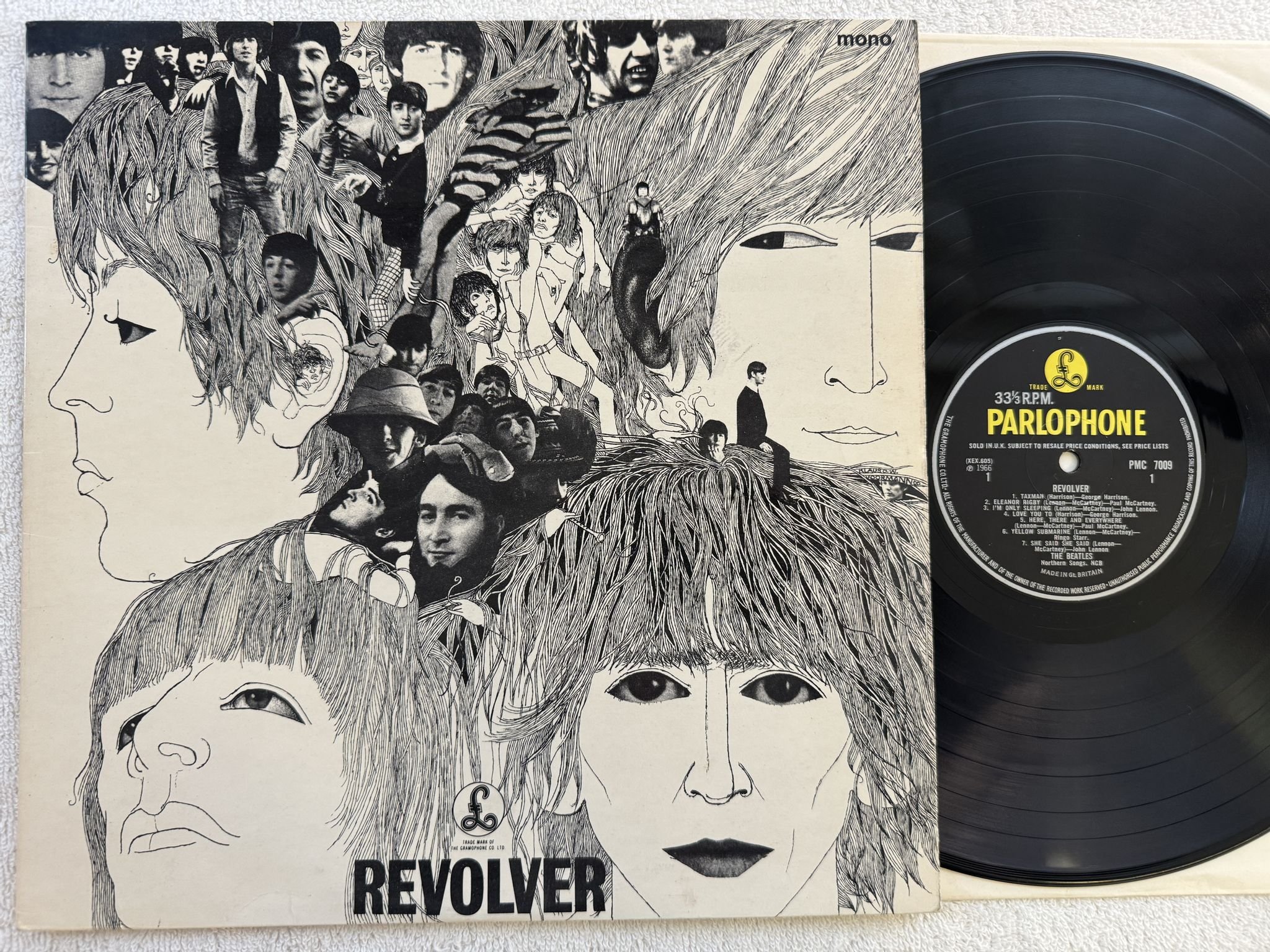 Omslagsbild för skivan THE BEATLES revolver LP -66 UK PARLOPHONE PMC 7009 *** MONO PRESS ***