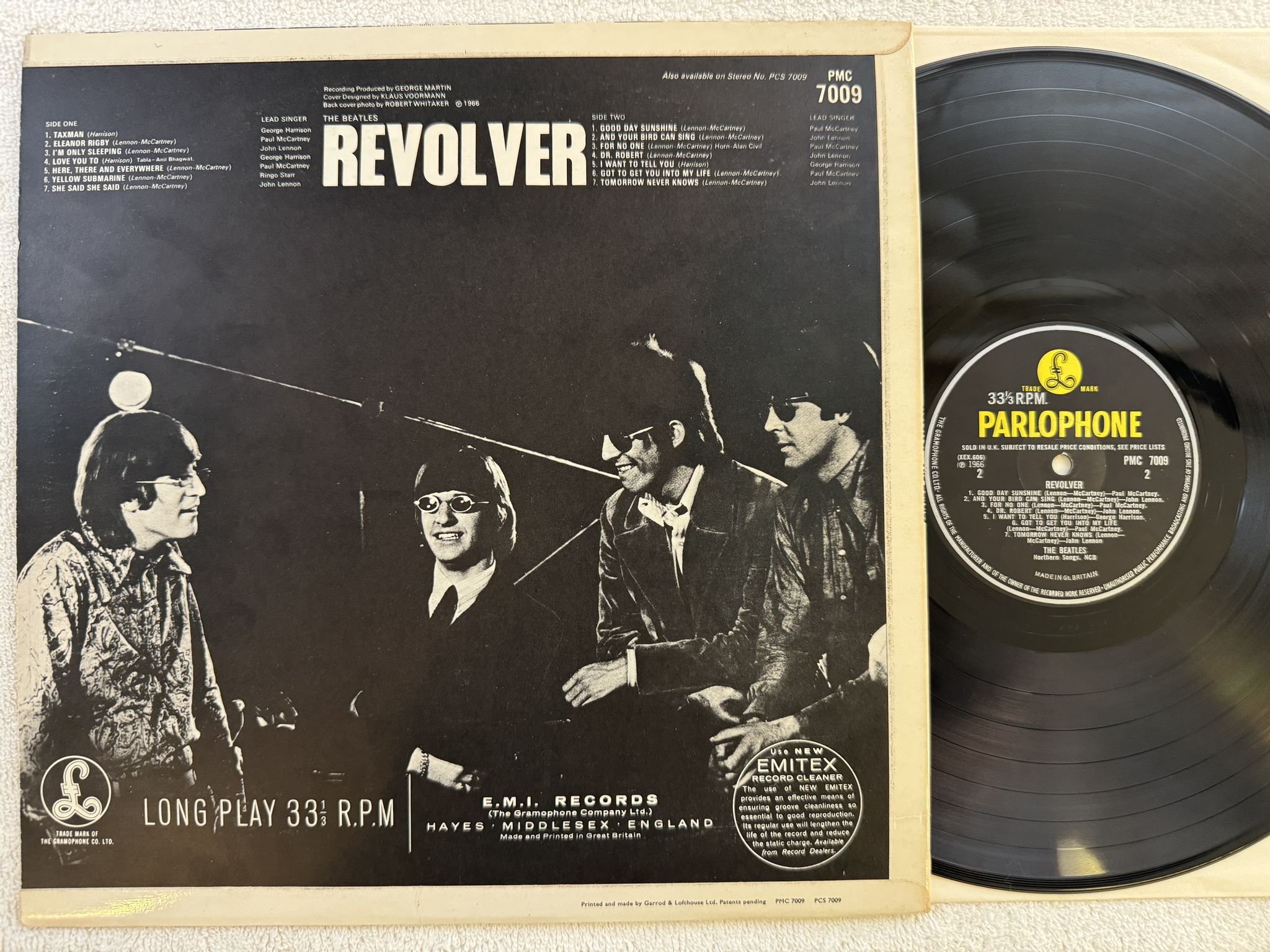 Omslagsbild för skivan THE BEATLES revolver LP -66 UK PARLOPHONE PMC 7009 *** MONO PRESS ***
