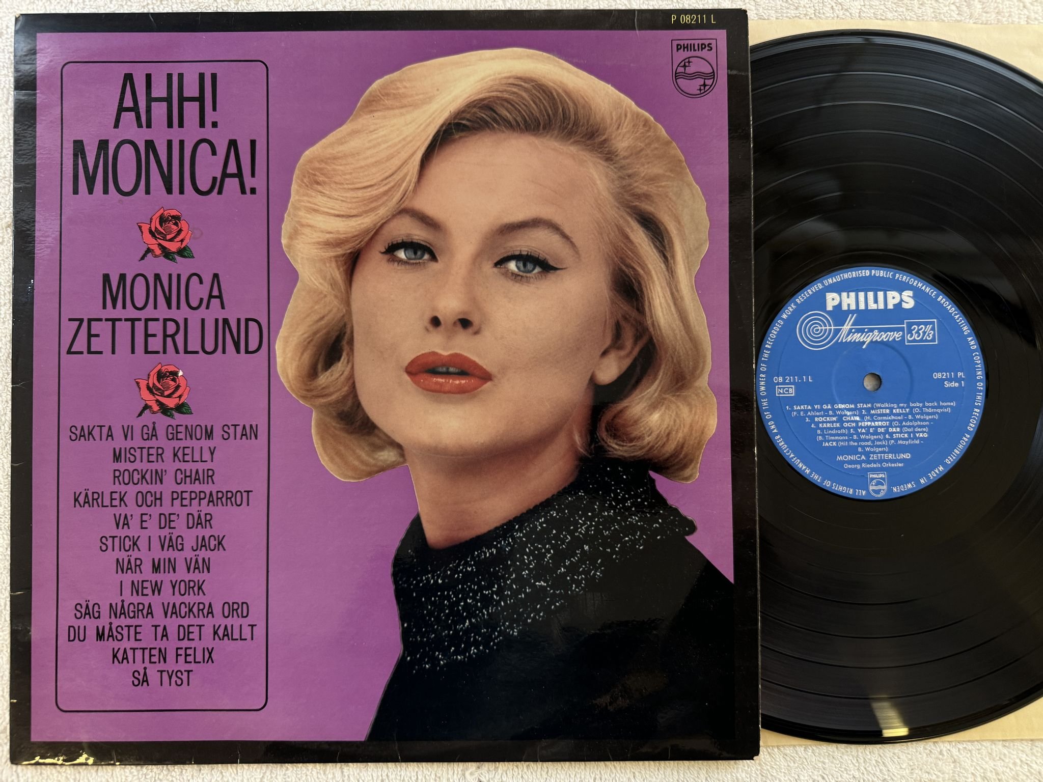 Omslagsbild för skivan MONICA ZETTERLUND Ahh Monica LP -62 Swe PHILIPS 08211 PL