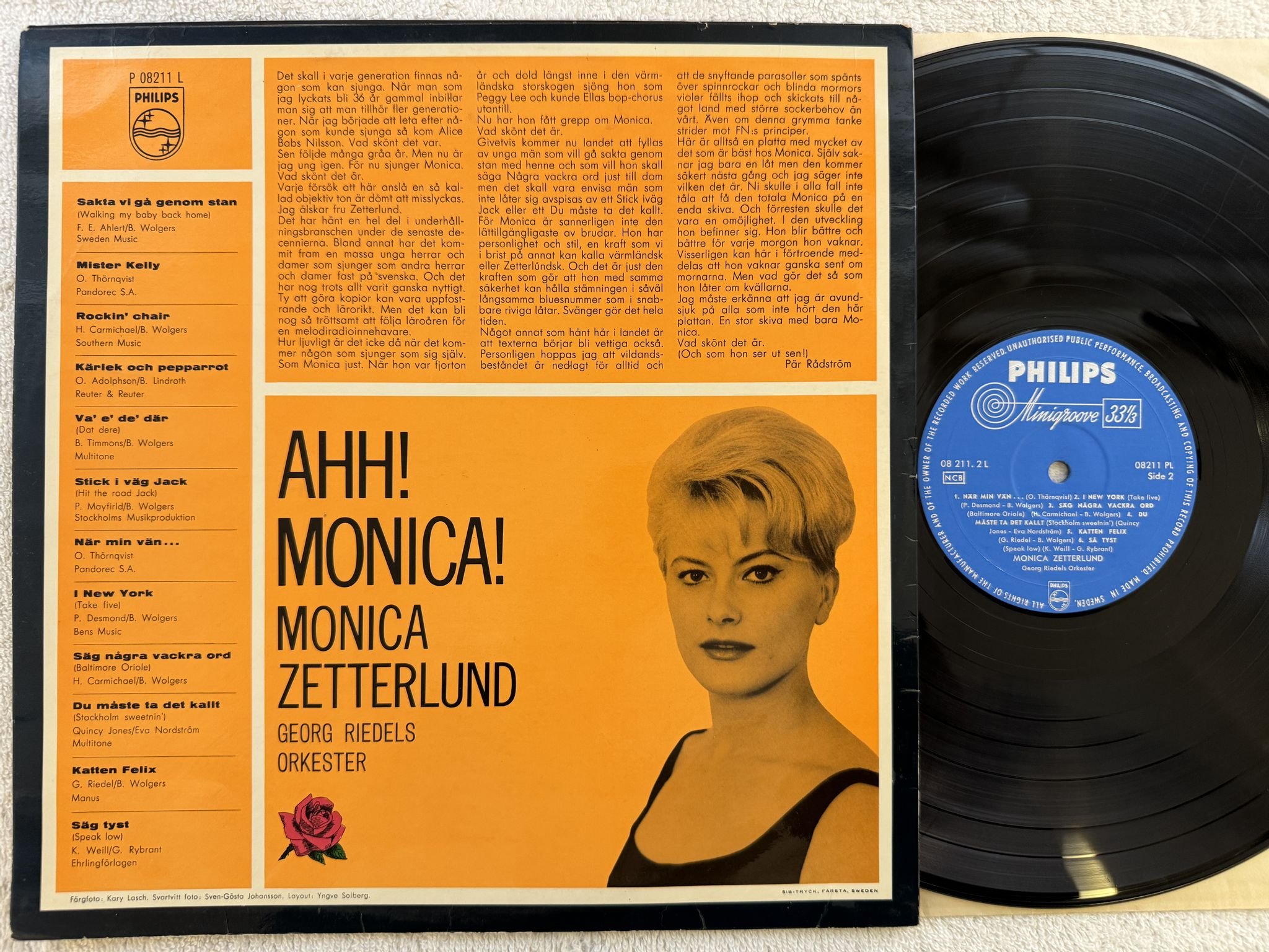 Omslagsbild för skivan MONICA ZETTERLUND Ahh Monica LP -62 Swe PHILIPS 08211 PL