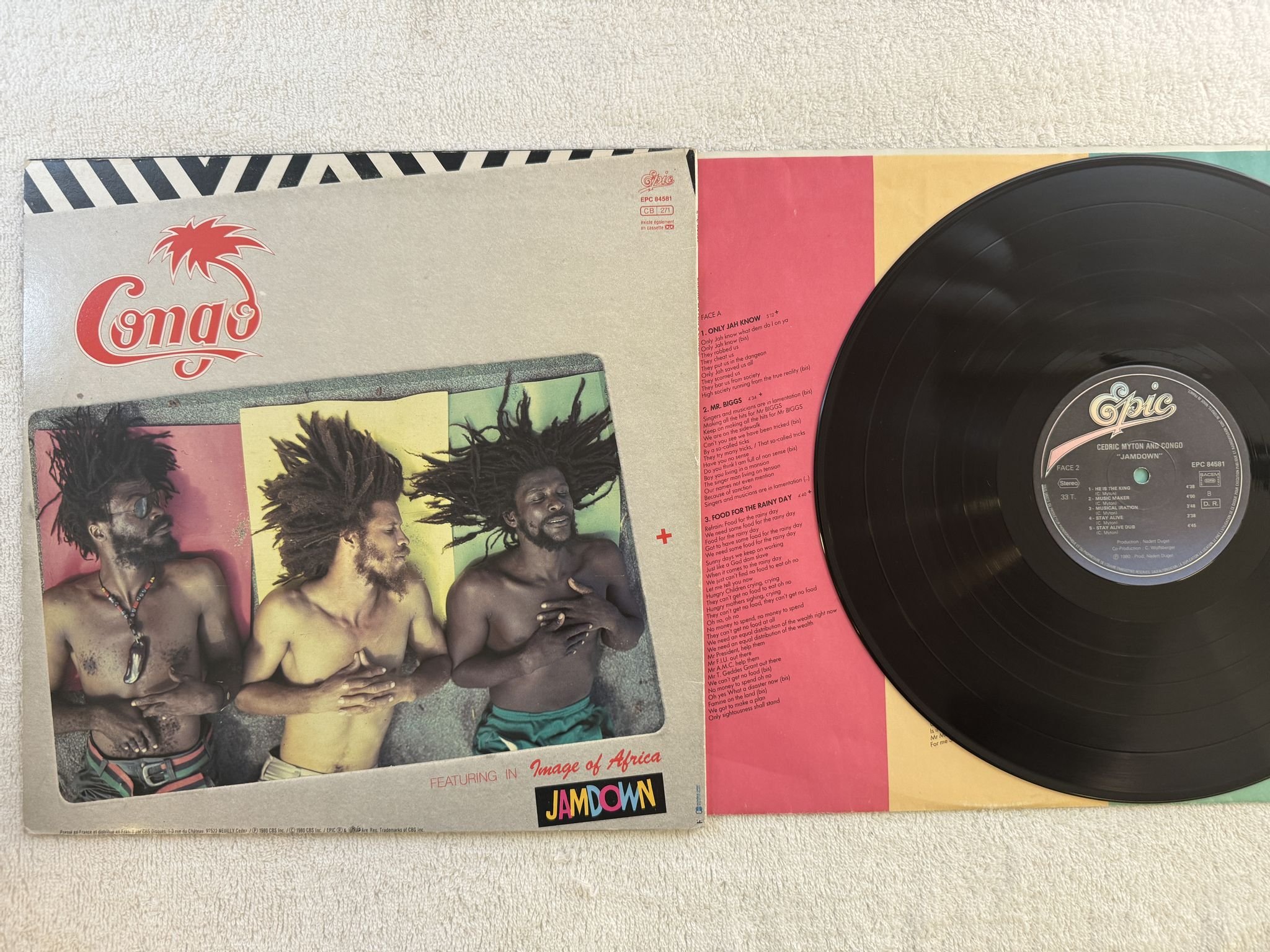 Omslagsbild för skivan CEDRIC MYTON AND CONGO jamdown LP -80 Fra EPIC EPC 84581