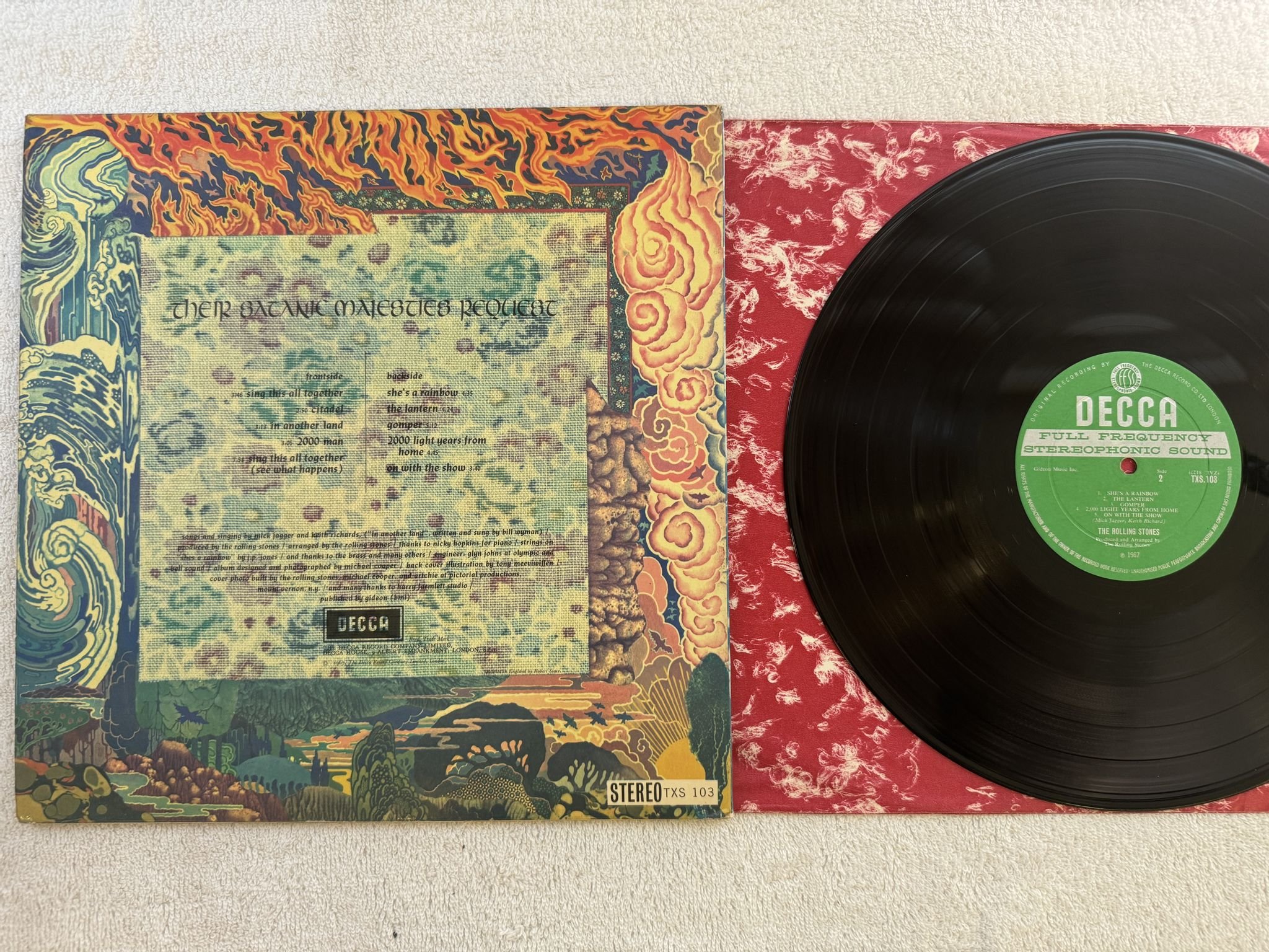 Omslagsbild för skivan THE ROLLING STONES Their Satanic Majesties Request LP -67 UK DECCA TXS 103
