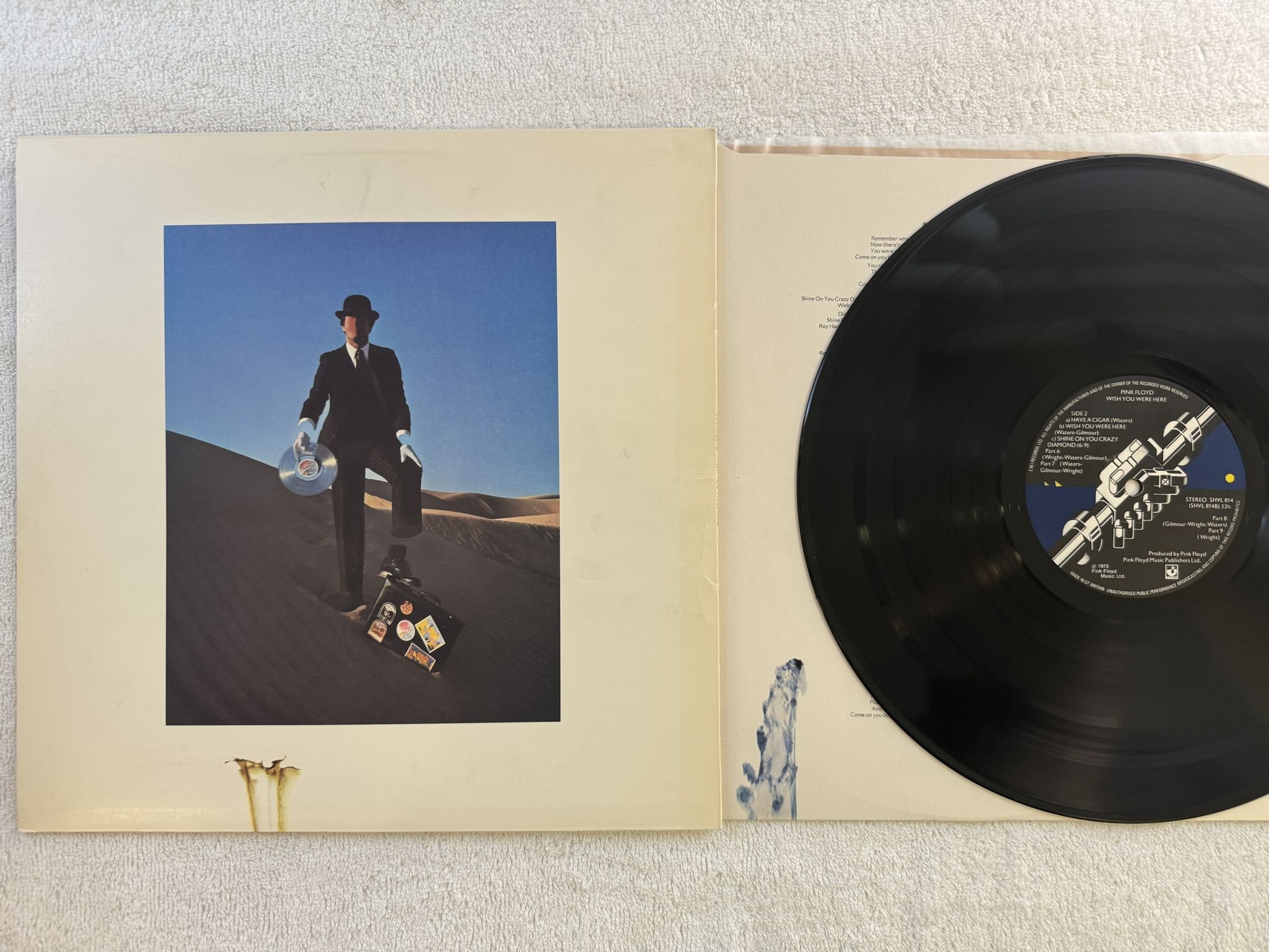 Omslagsbild för skivan PINK FLOYD wish you were here LP -75 UK HARVEST SHVL 814