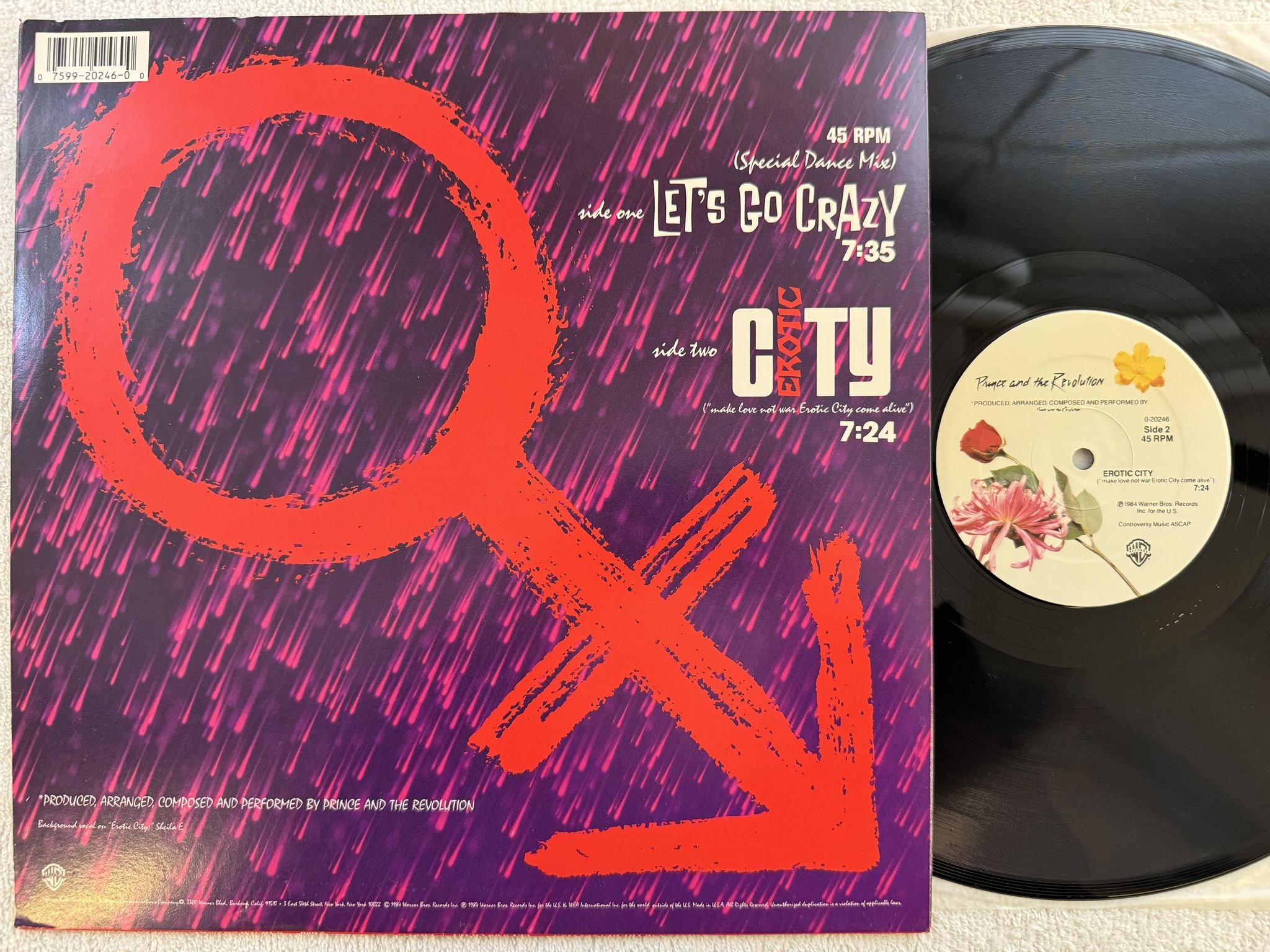Omslagsbild för skivan PRINCE AND THE REVOLUTION let's go crazy 12" -84 US WARNER BROS 0-20246