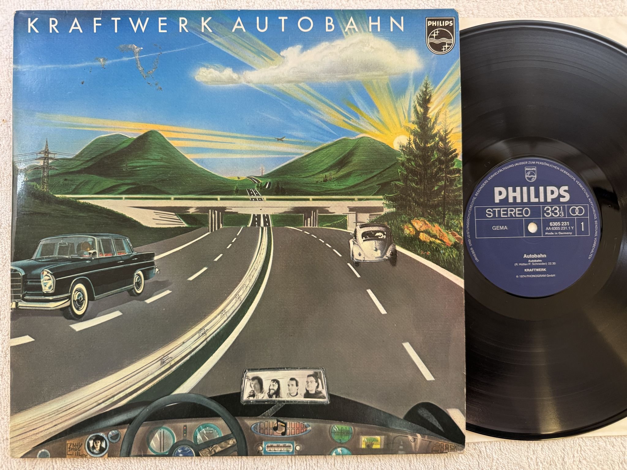 Omslagsbild för skivan KRAFTWERK autobahn LP -74 Ger PHILIPS 6305231