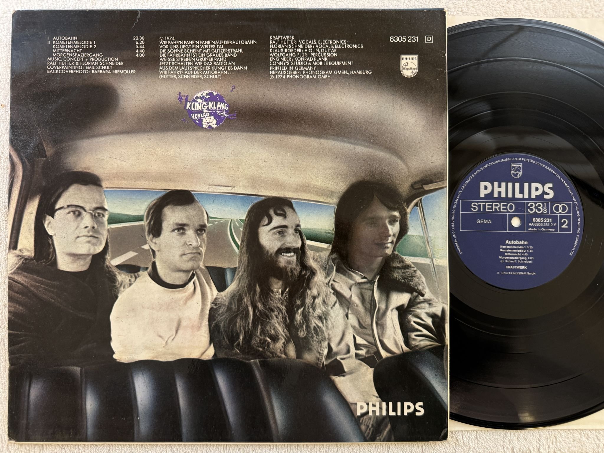 Omslagsbild för skivan KRAFTWERK autobahn LP -74 Ger PHILIPS 6305231