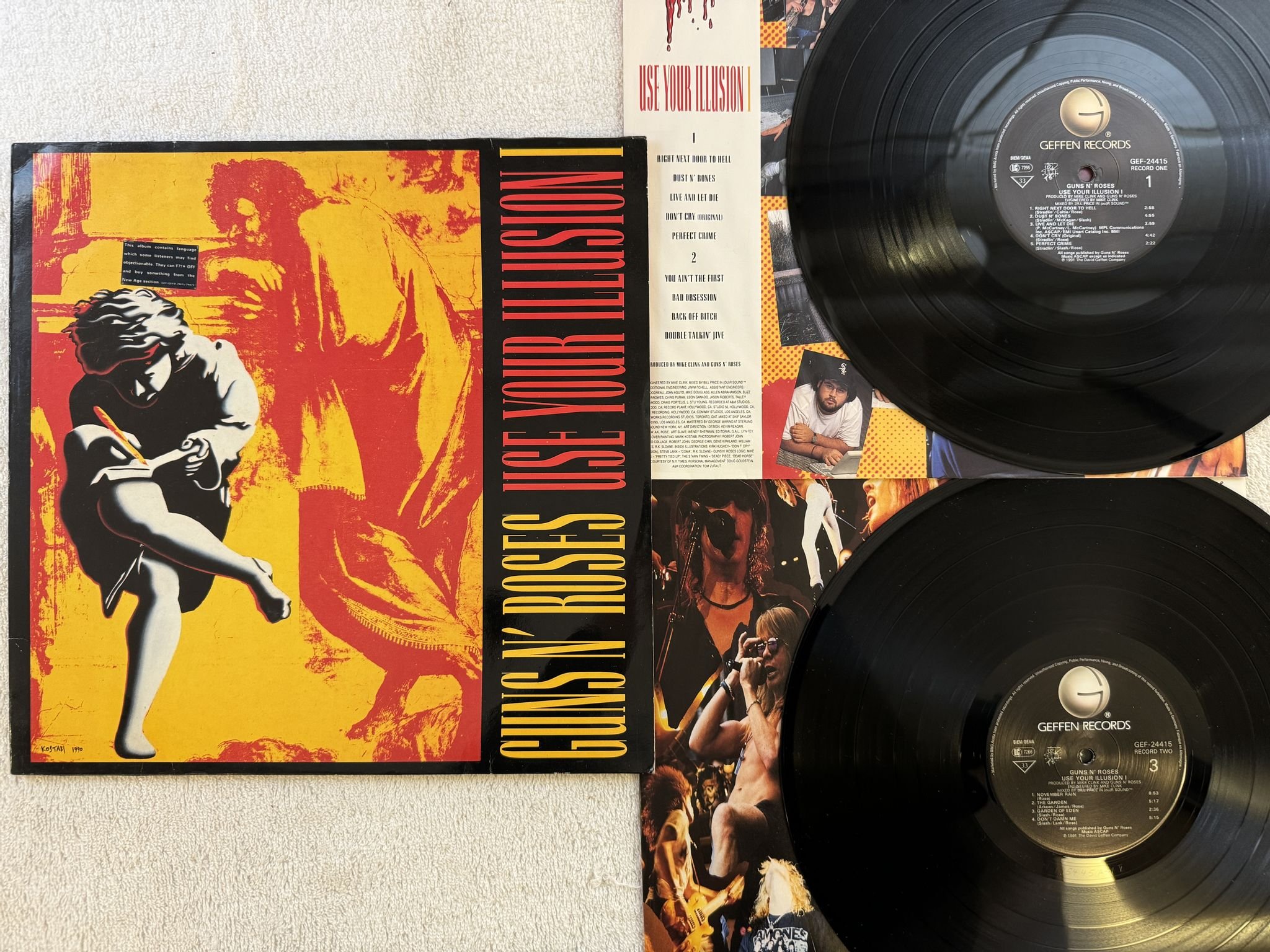 Omslagsbild för skivan GUNS N ROSES use your illusion I LP -91 Ger GEFFEN GEF 24415 *** CLASSIC ***