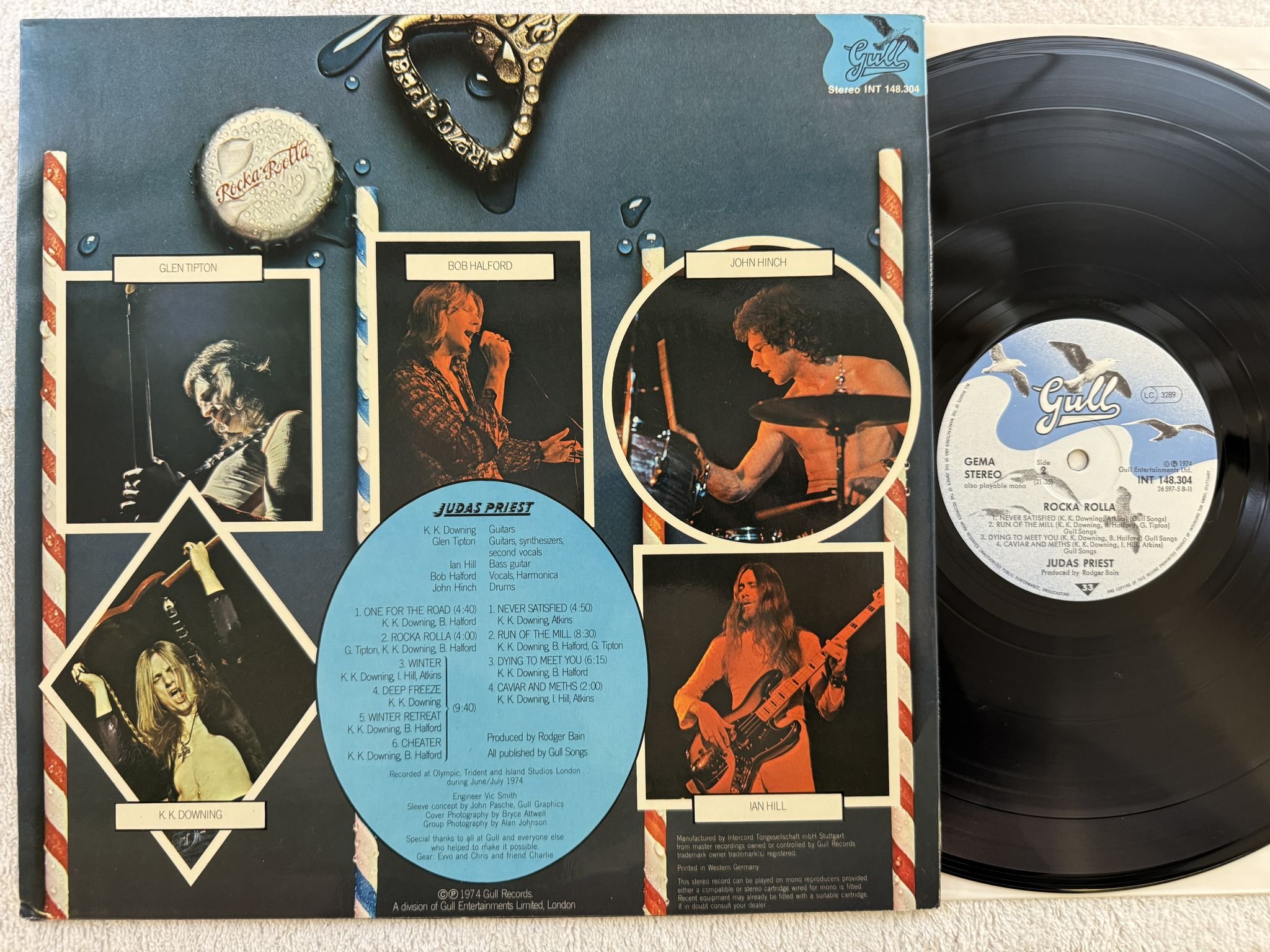 Omslagsbild för skivan JUDAS PRIEST rocka rolla LP -74 Ger GULL INT 148304