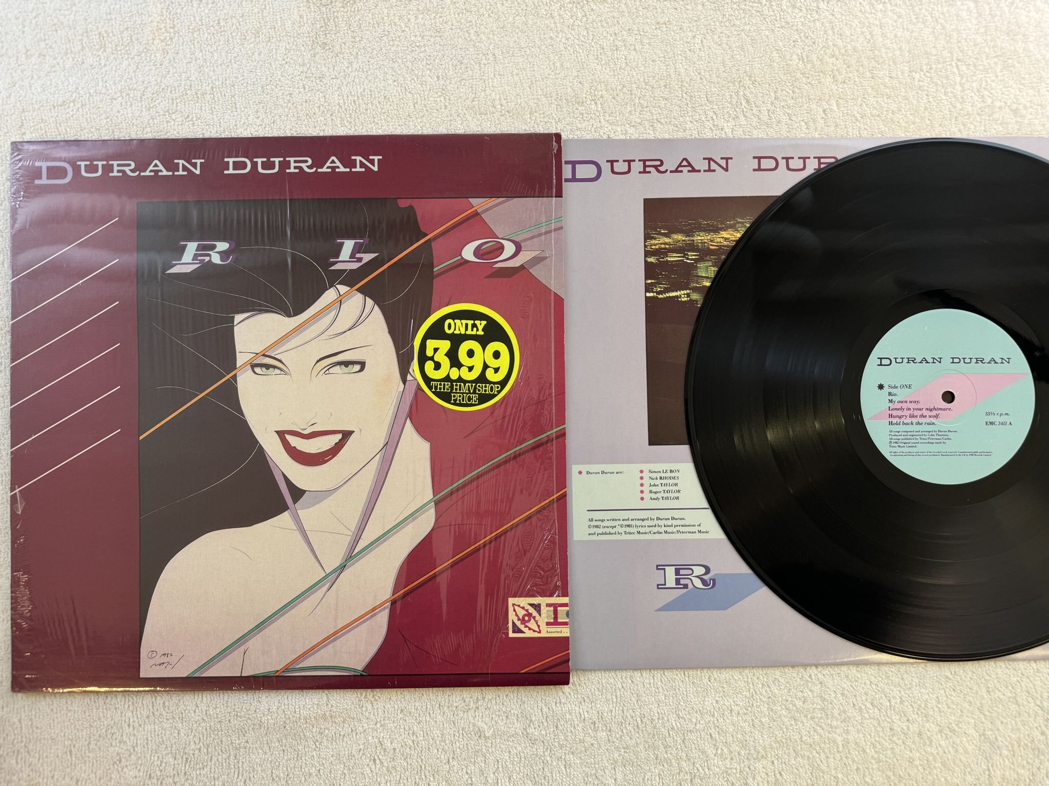 Omslagsbild för skivan DURAN DURAN rio LP -82 UK EMI EMC 3411