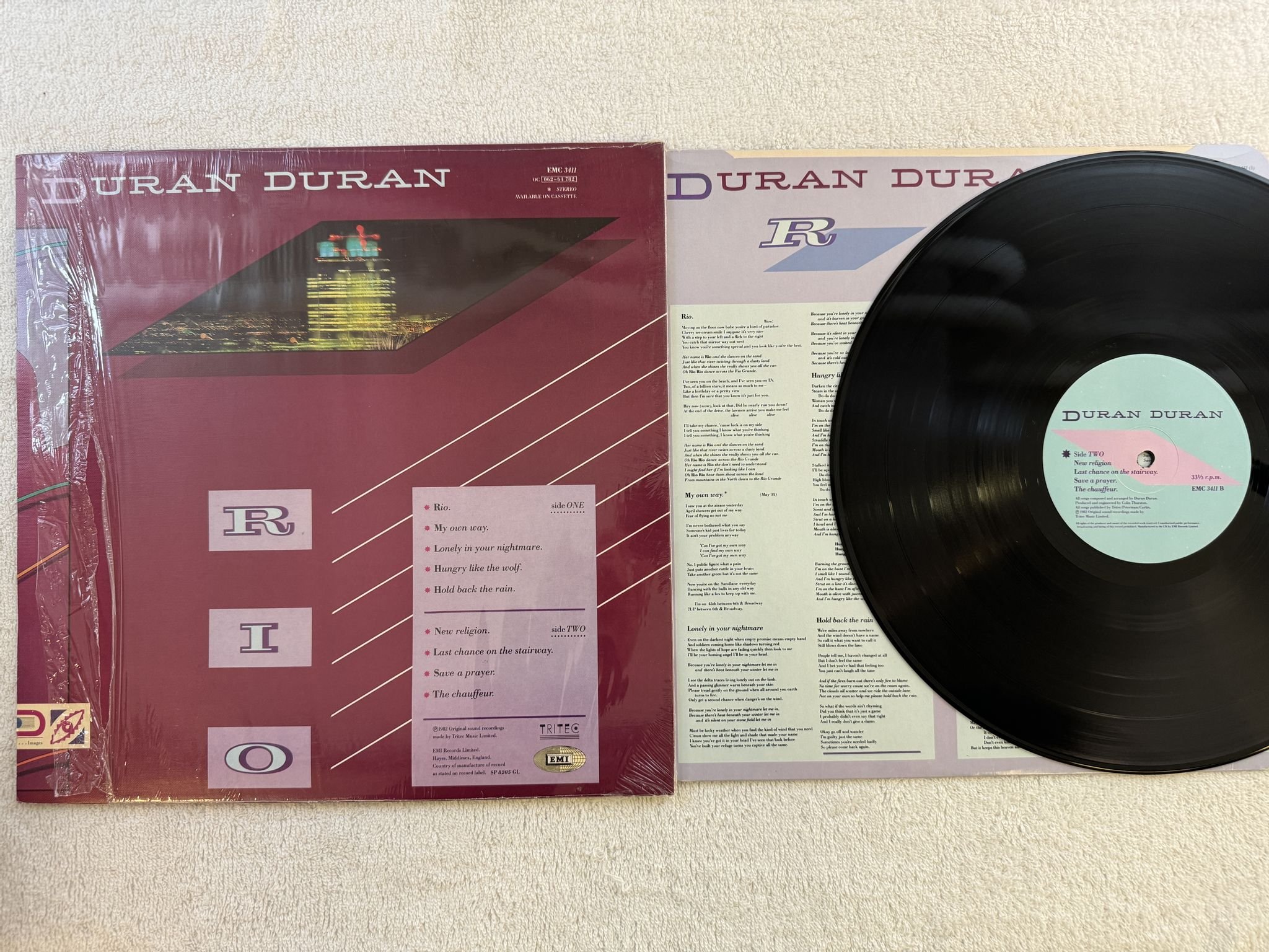Omslagsbild för skivan DURAN DURAN rio LP -82 UK EMI EMC 3411