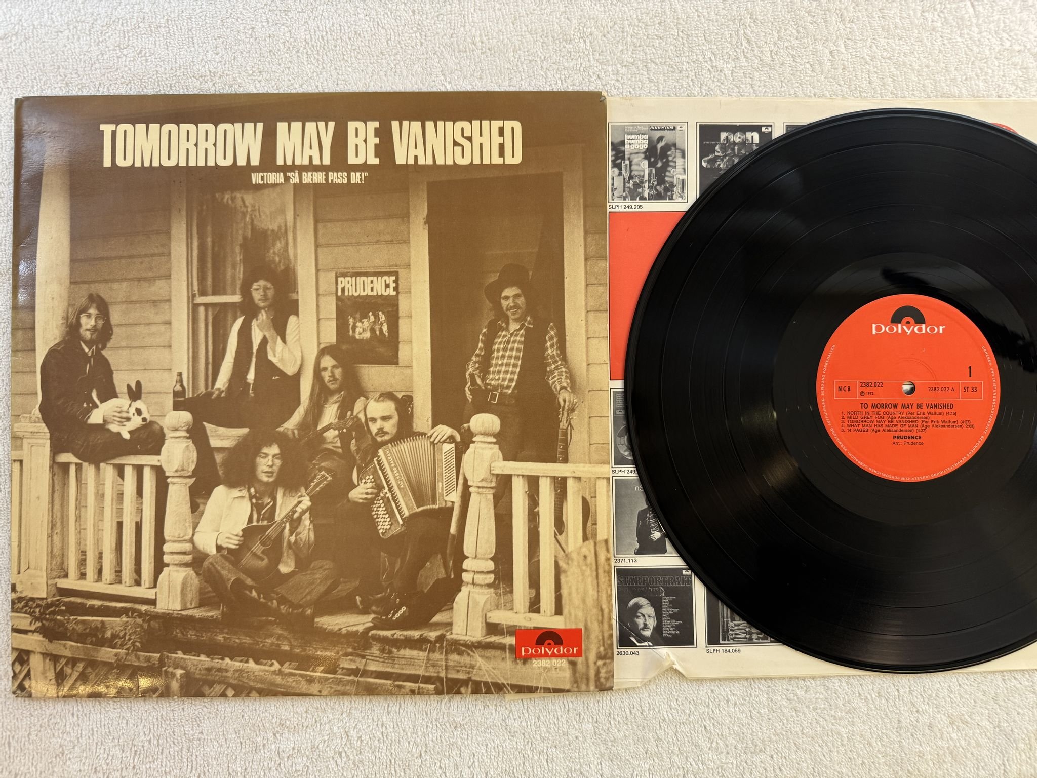 Omslagsbild för skivan PRUDENCE Tomorrow May Be Vanished LP -72 Nor POLYDOR 2382 022