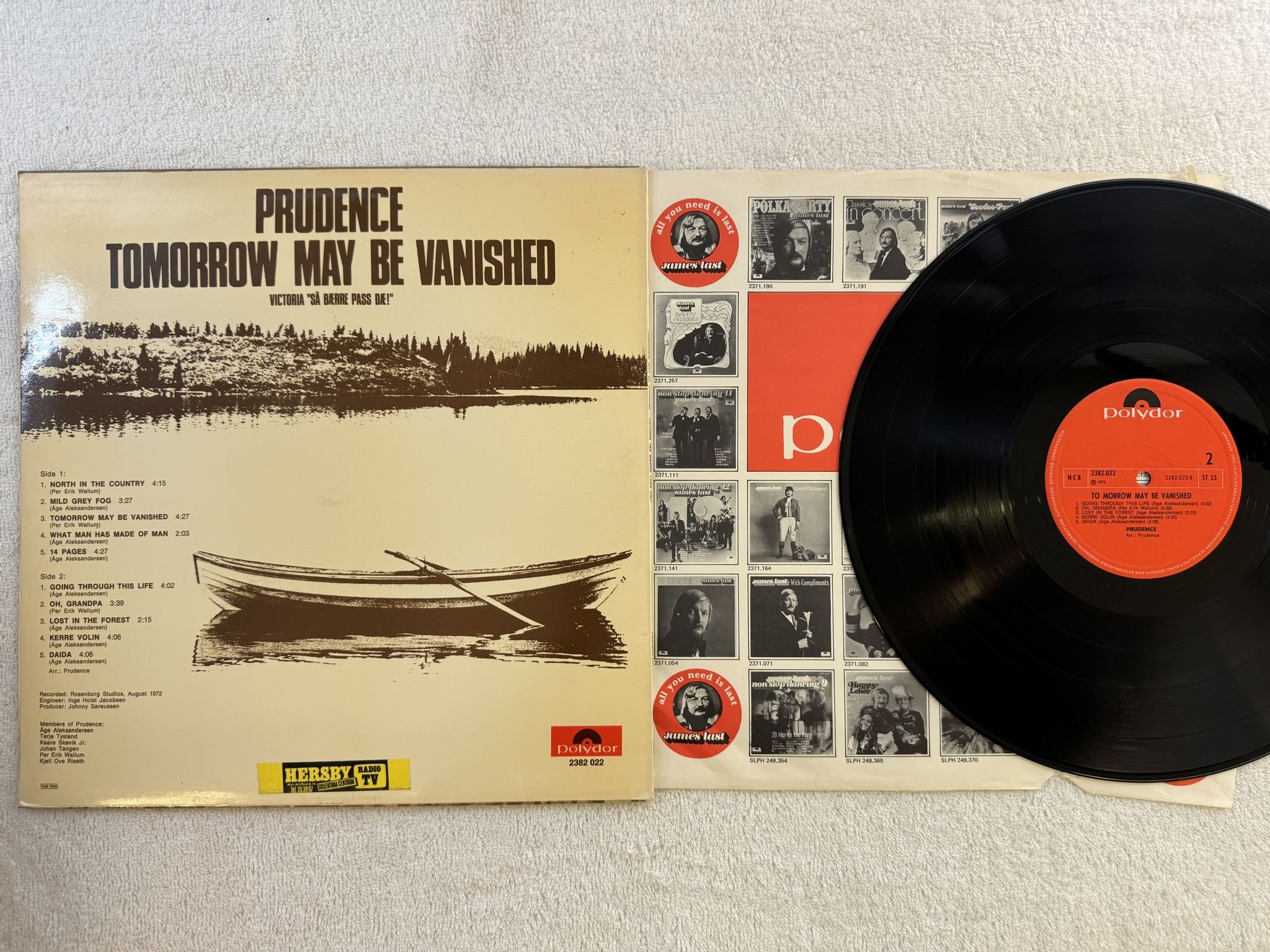 Omslagsbild för skivan PRUDENCE Tomorrow May Be Vanished LP -72 Nor POLYDOR 2382 022