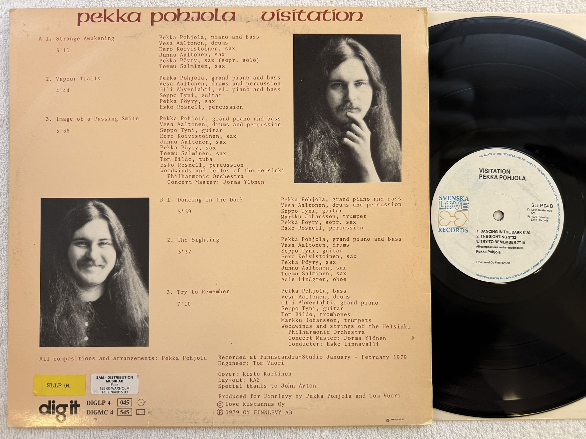 Omslagsbild för skivan PEKKA POHJOLA visitation LP -79 Fin DIG IT DIGLP 4 *** PROG JAZZ ***