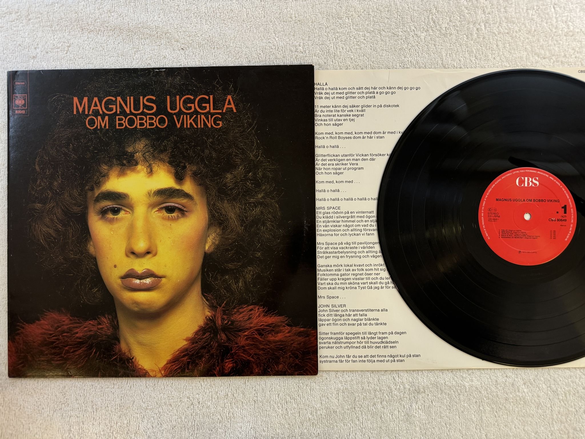 Omslagsbild för skivan MAGNUS UGGLA om Bobbo Viking LP re ncb CBS 80649