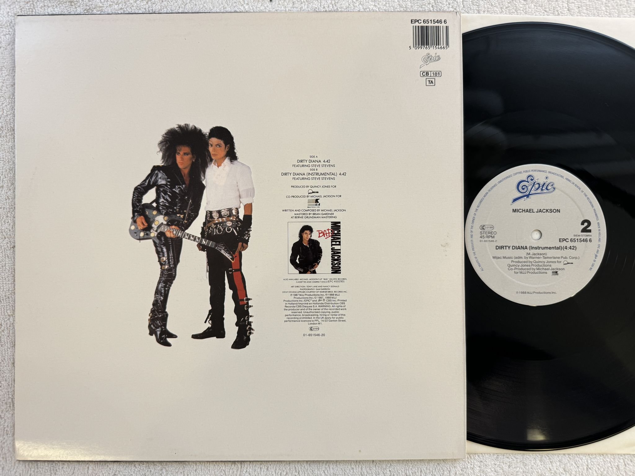 Omslagsbild för skivan MICHAEL JACKSON dirty Diana 12" -88 Hol EPIC EPC 6515466