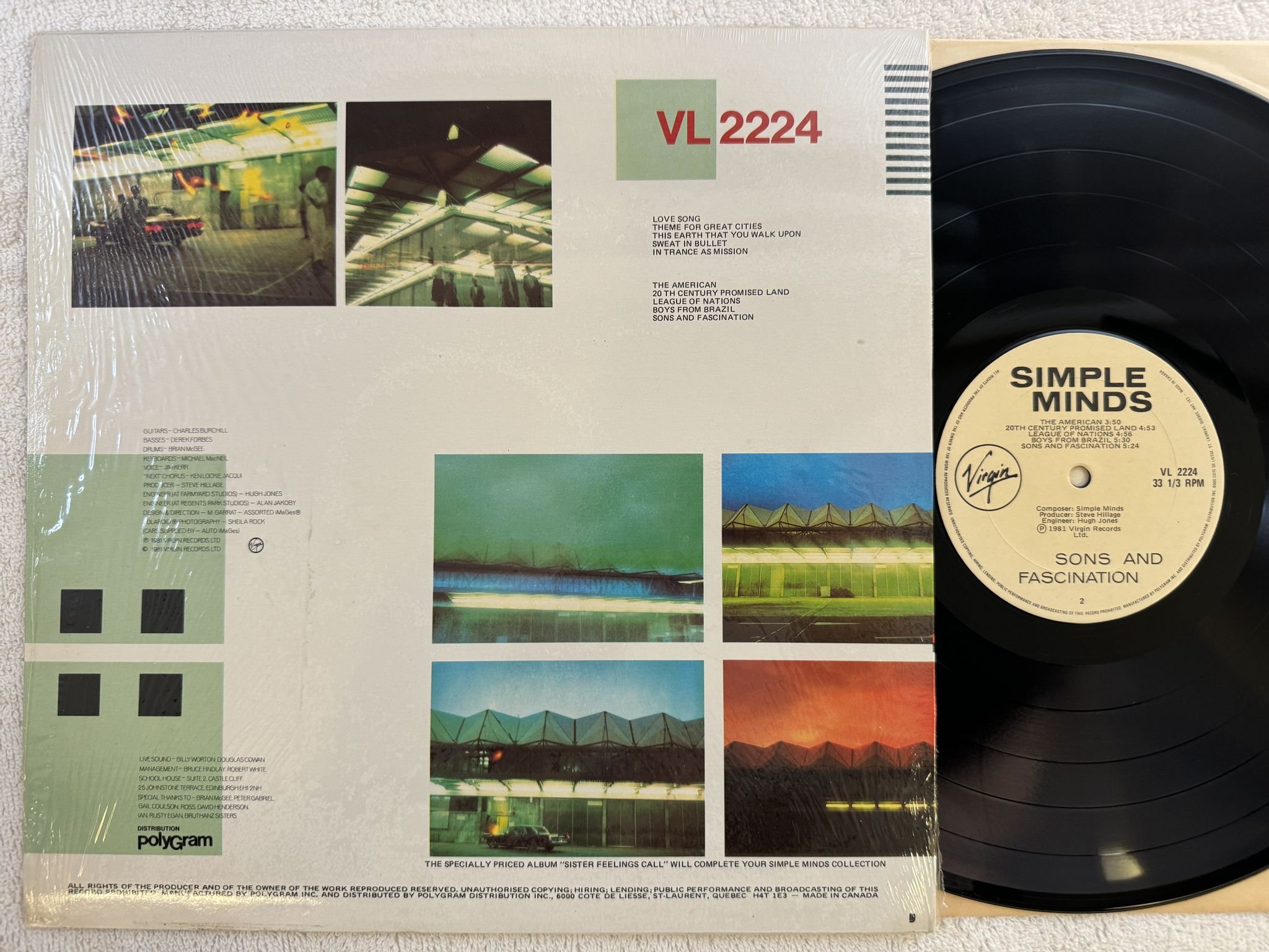 Omslagsbild för skivan SIMPLE MINDS sons and fascination LP -81 can VIRGIN VL 2224