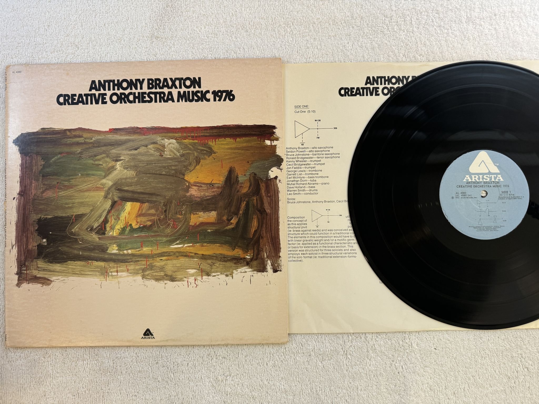 Omslagsbild för skivan ANTHONY BRAXTON creative orchestra music 1976 LP US ARISTA AL 4080