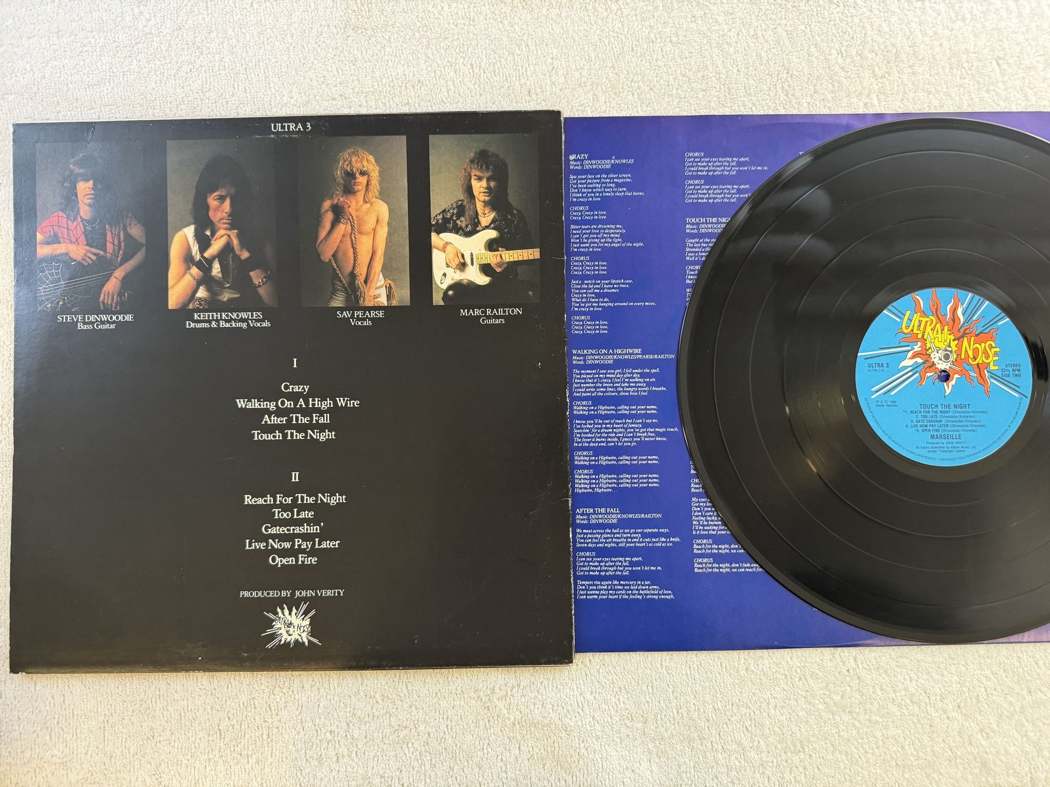 Omslagsbild för skivan MARSEILLE touch the night LP -84 UK ULTRA! NOISE ULTRA-3