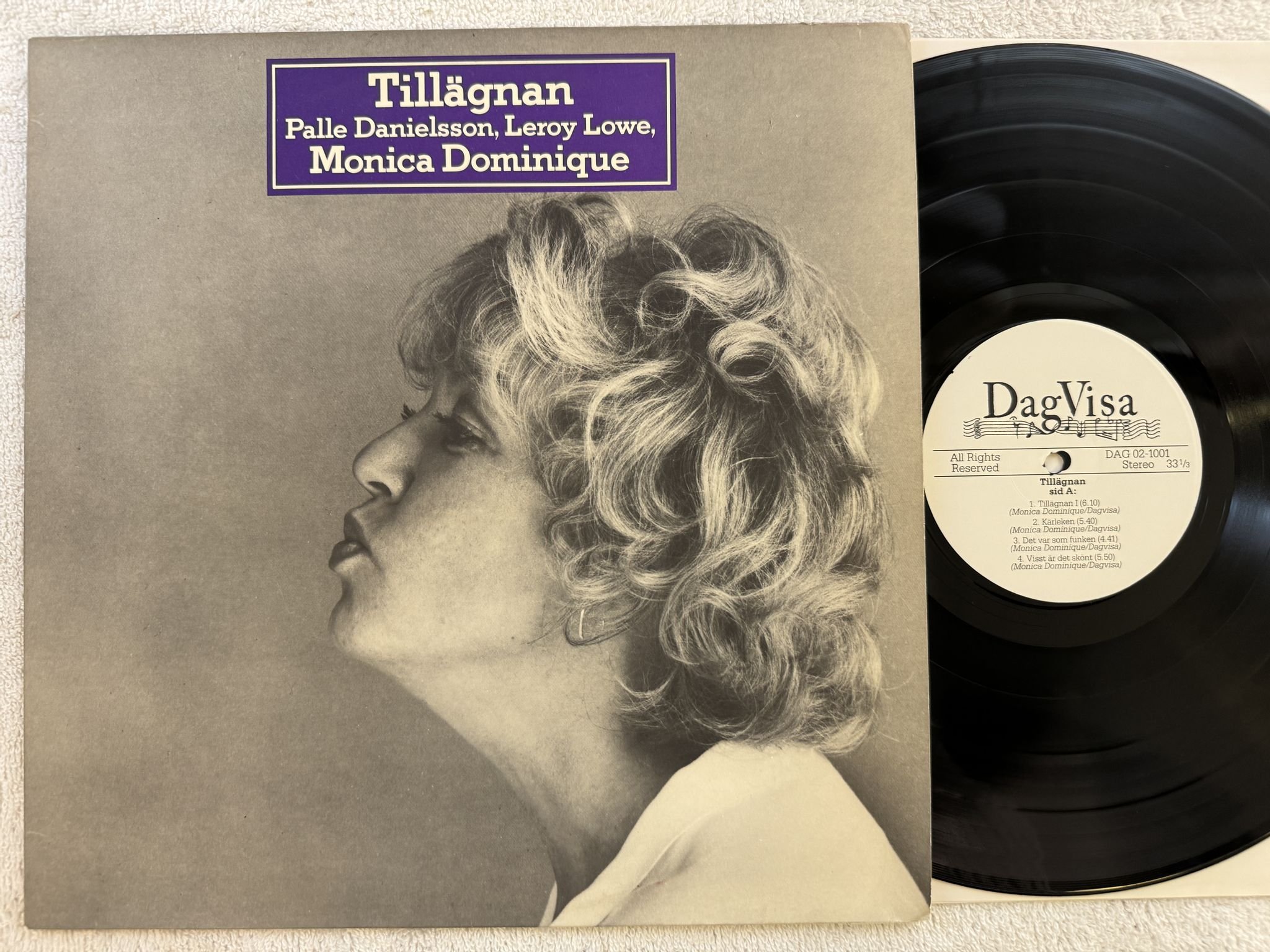 Omslagsbild för skivan MONICA DOMINIQUE tillägnan LP -80 Swe DAGVISA DAG 02-1001