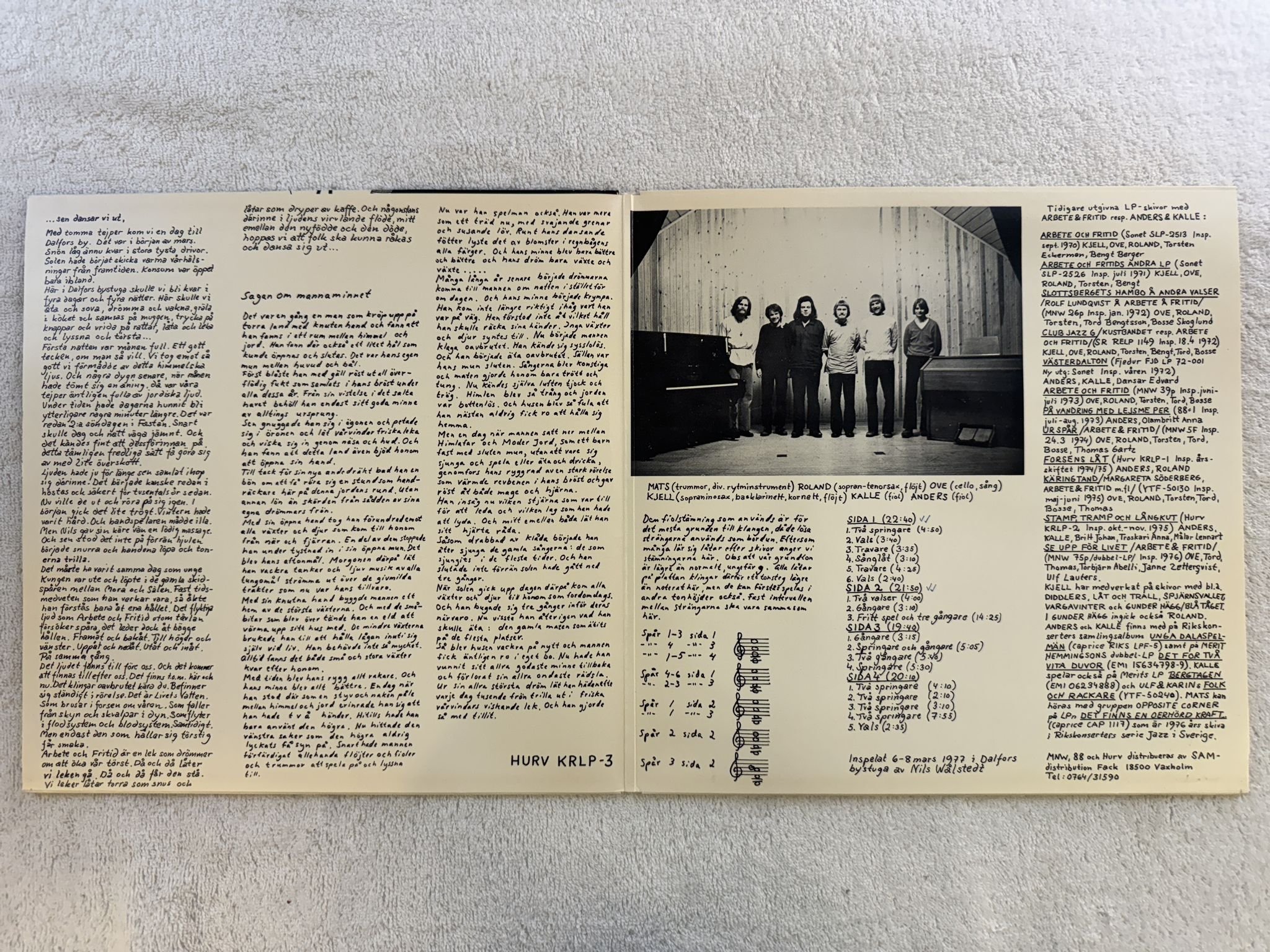 Omslagsbild för skivan ARBETE OCH FRITID ...sen dansar vi ut 2xLP -77 HURV KRLP-3