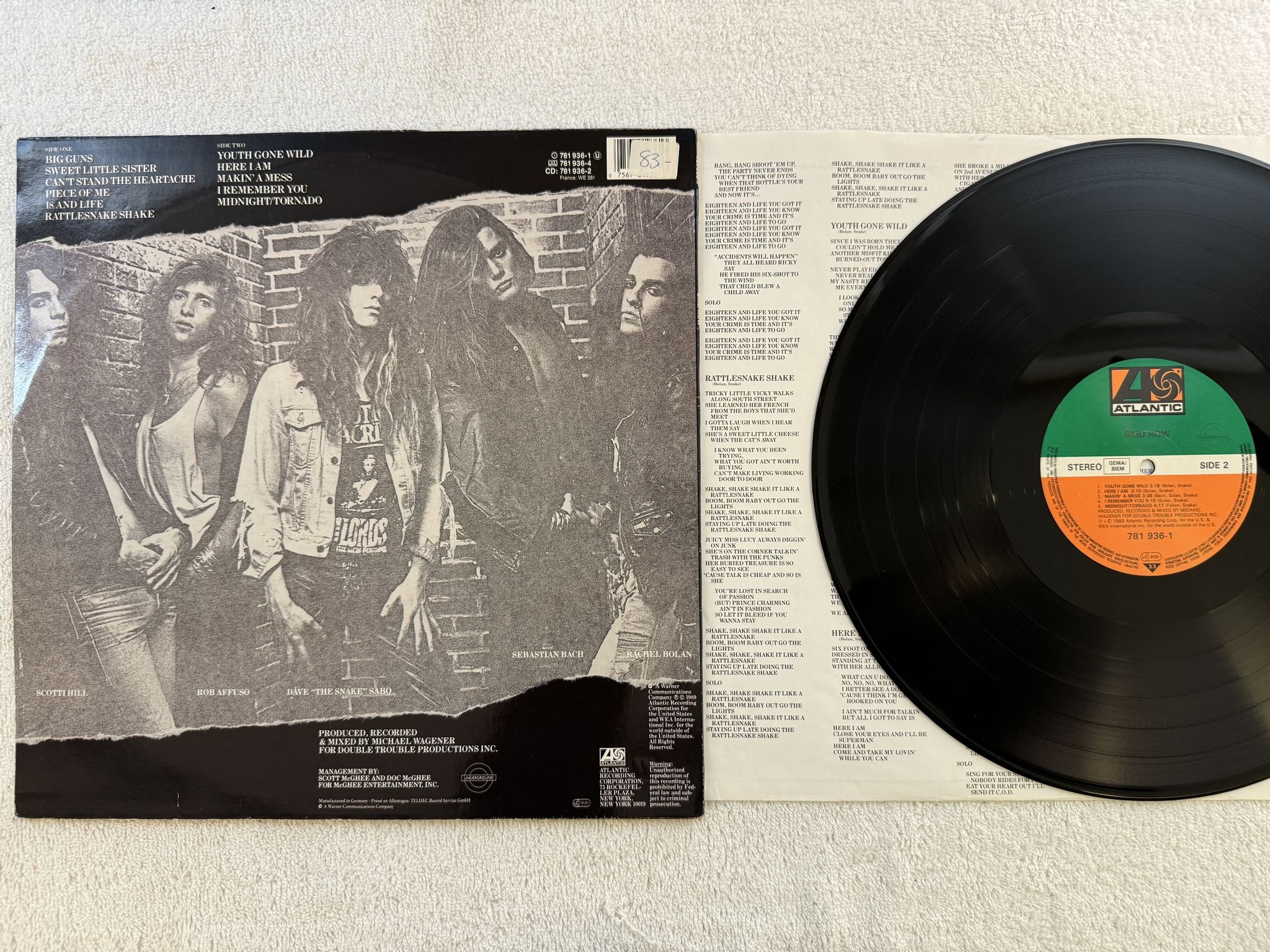 Omslagsbild för skivan SKID ROW s/t LP -89 Ger ATLANTIC 781 936-1