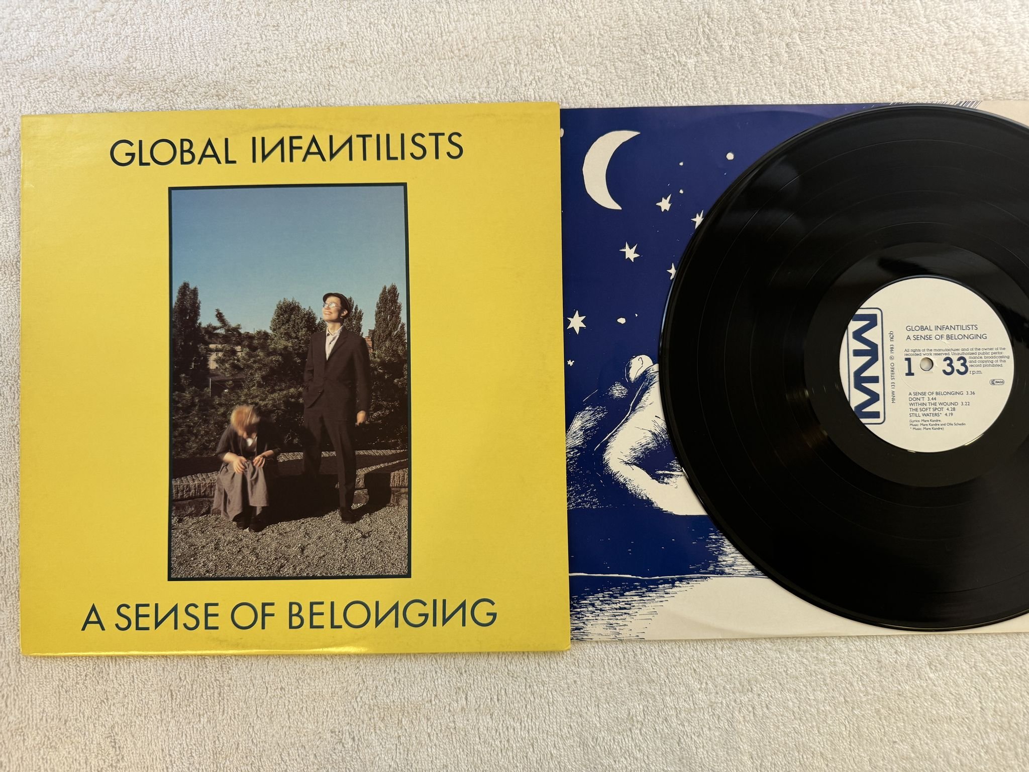 Omslagsbild för skivan THE GLOBAL INFANTILISTS A Sense Of Belonging LP -83 Swe MNW MNWP 133