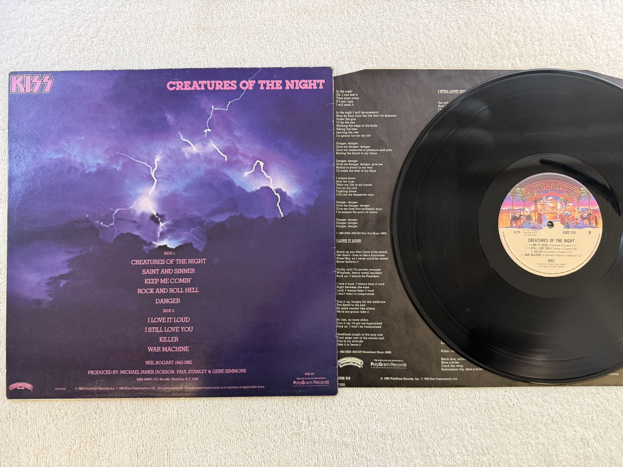 Omslagsbild för skivan KISS creatures of the night LP -82 Norway CASABLANCA 6302219 ** Team Trykk **