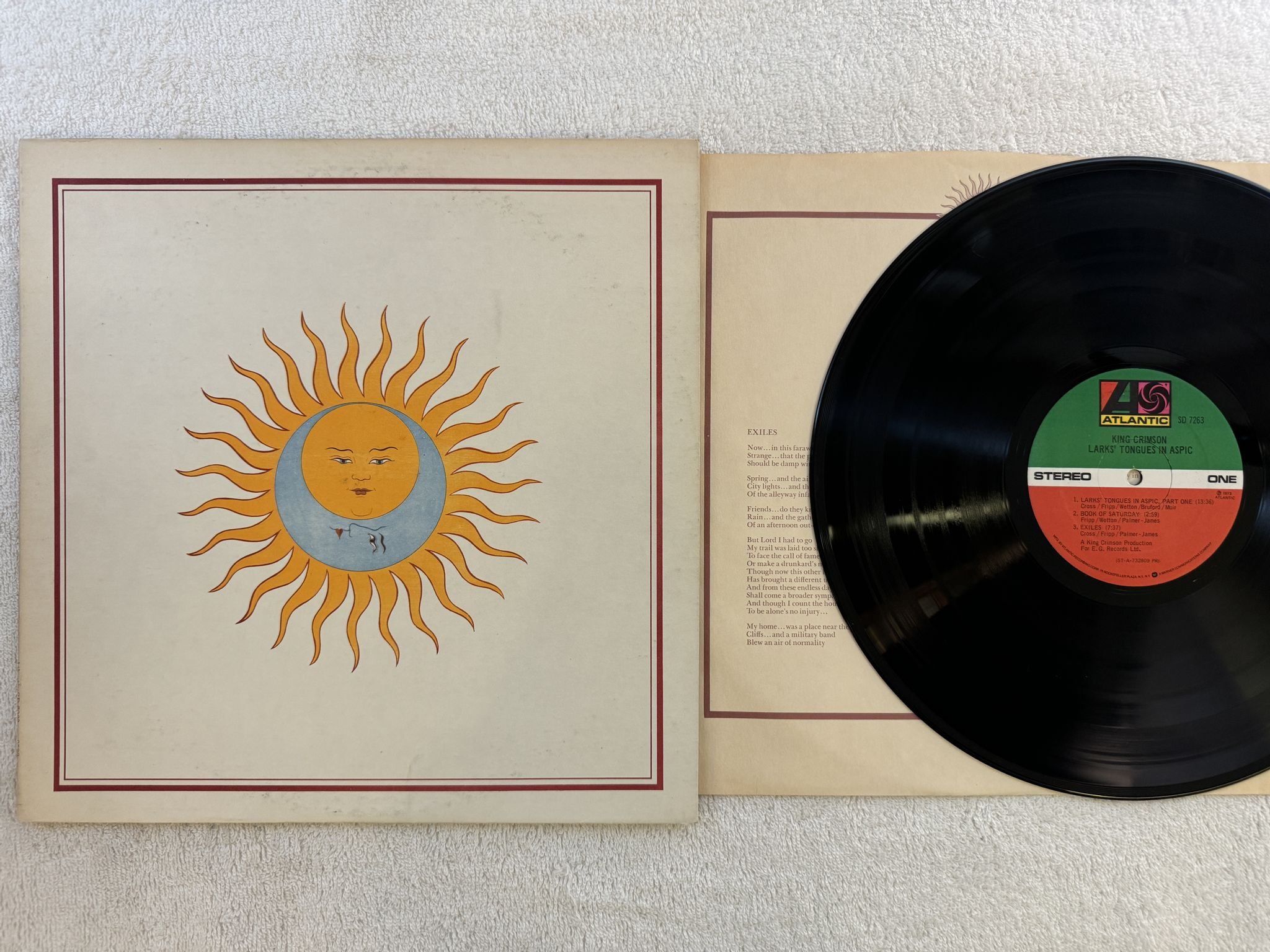 Omslagsbild för skivan KING CRIMSON larks tongues in aspic LP -73 US ATLANTIC SD 7263
