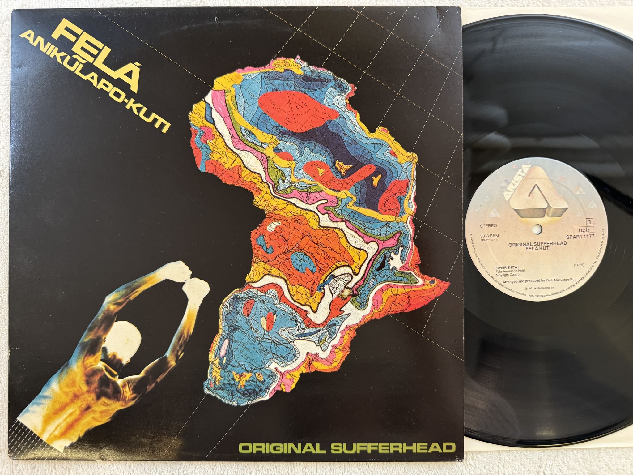 Omslagsbild för skivan FELA KUTI original sufferhead LP -81 ncb ARISTA SPART 1177 *** AFROBEAT ***
