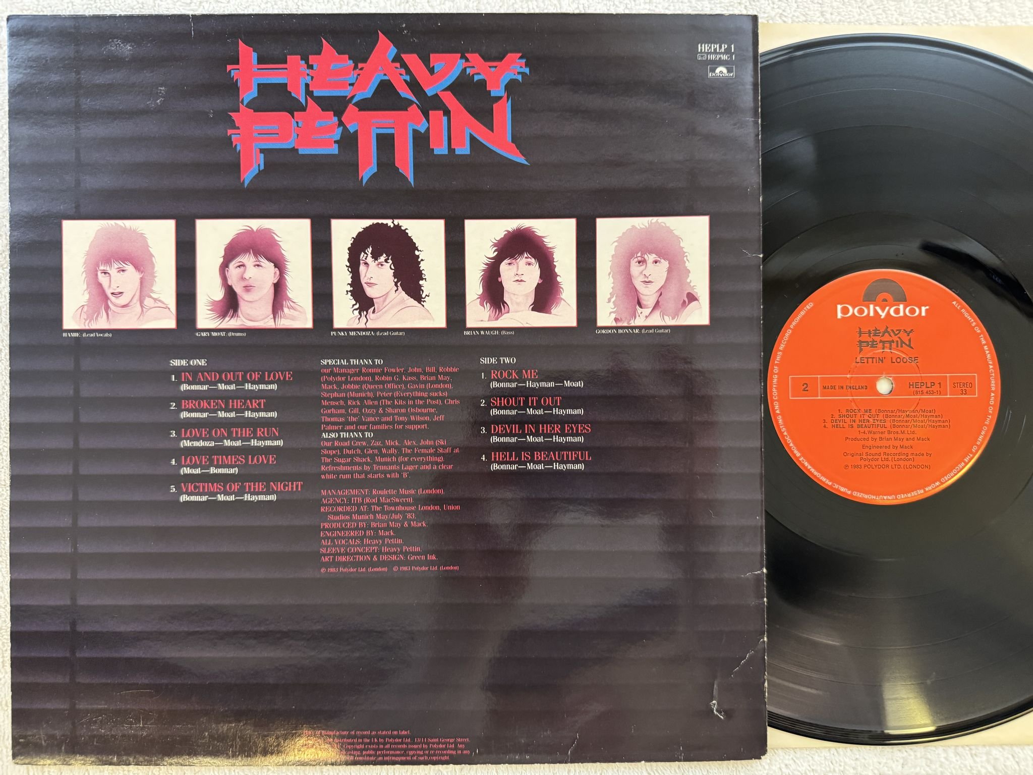 Omslagsbild för skivan HEAVY PETTIN lettin loose LP -83 UK POLYDOR HEPLP 1