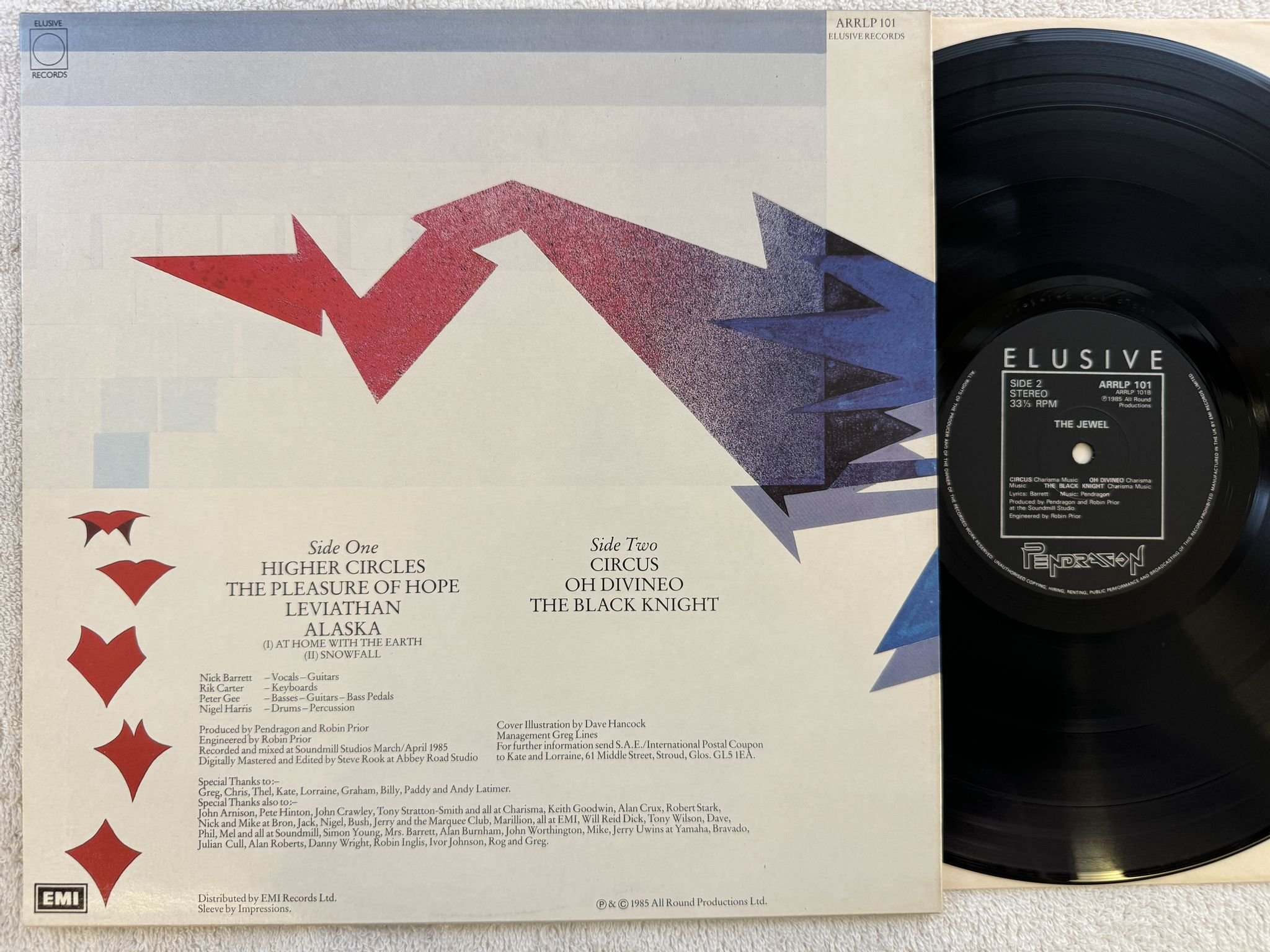 Omslagsbild för skivan PENDRAGON The Jewel LP -85 UK ELUSIVE ARRLP 101