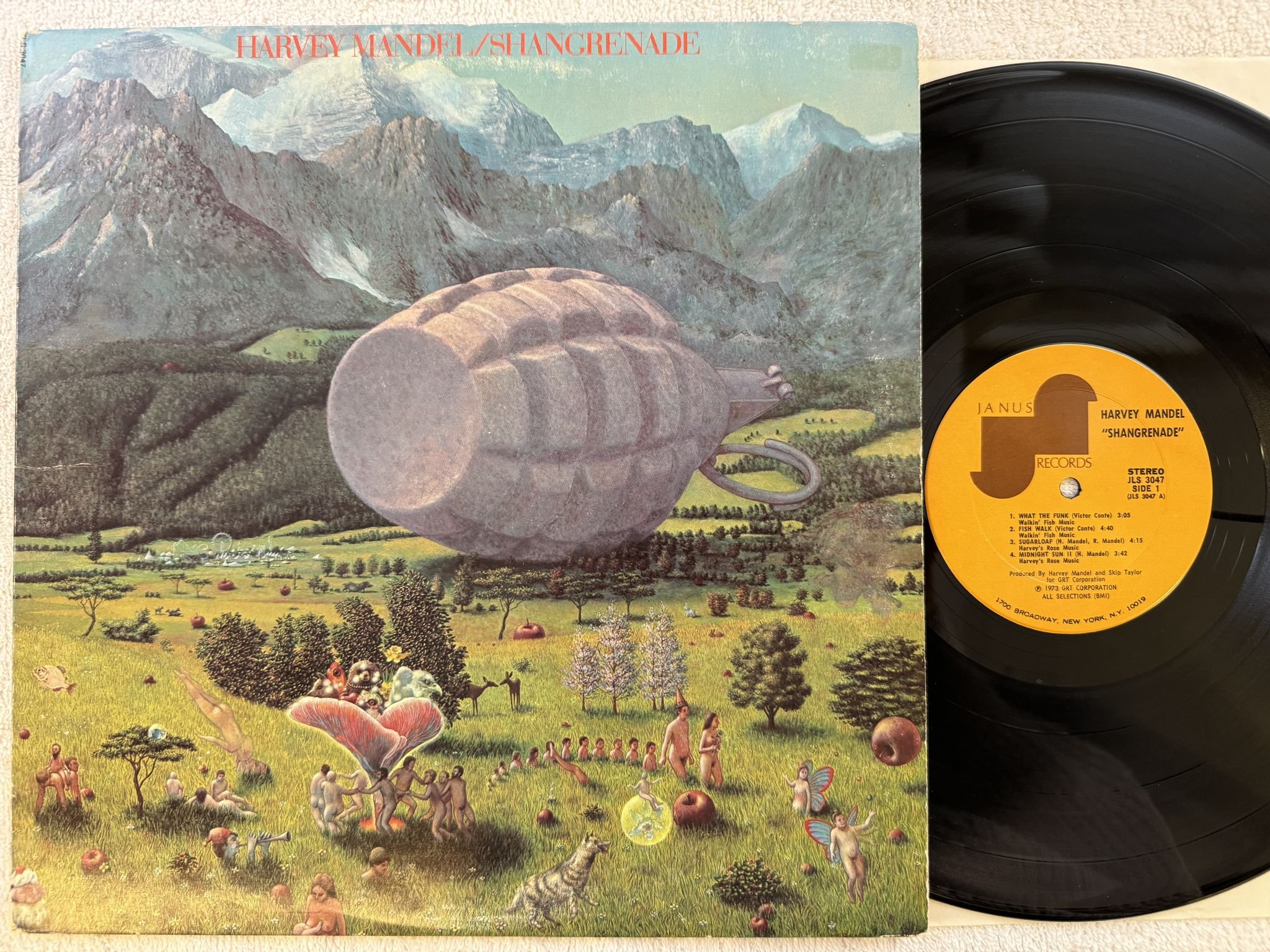 Omslagsbild för skivan HARVEY MANDEL shangrenade LP -73 US JANUS JLS 3047 *** JAZZ-ROCK ***