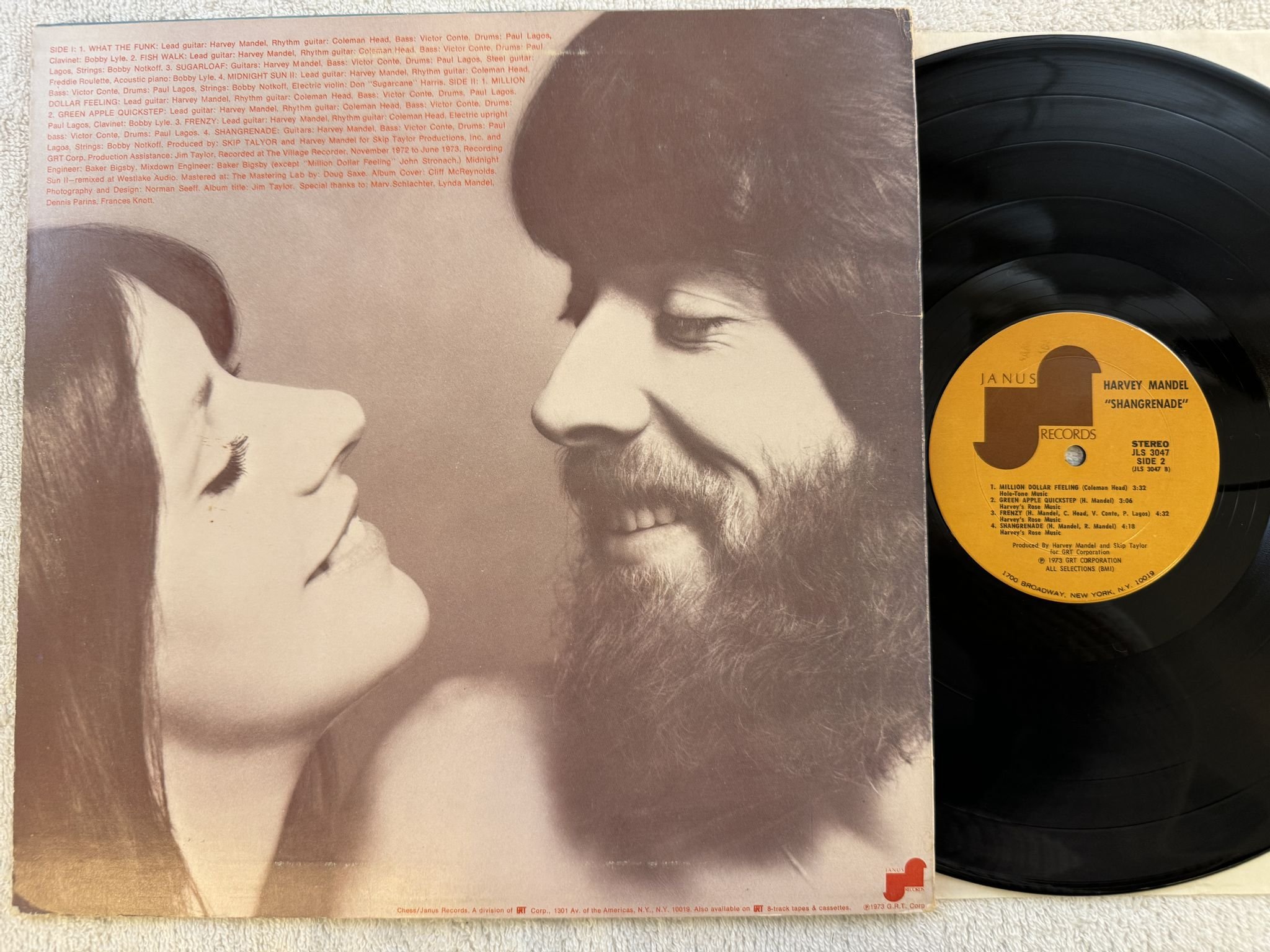 Omslagsbild för skivan HARVEY MANDEL shangrenade LP -73 US JANUS JLS 3047 *** JAZZ-ROCK ***