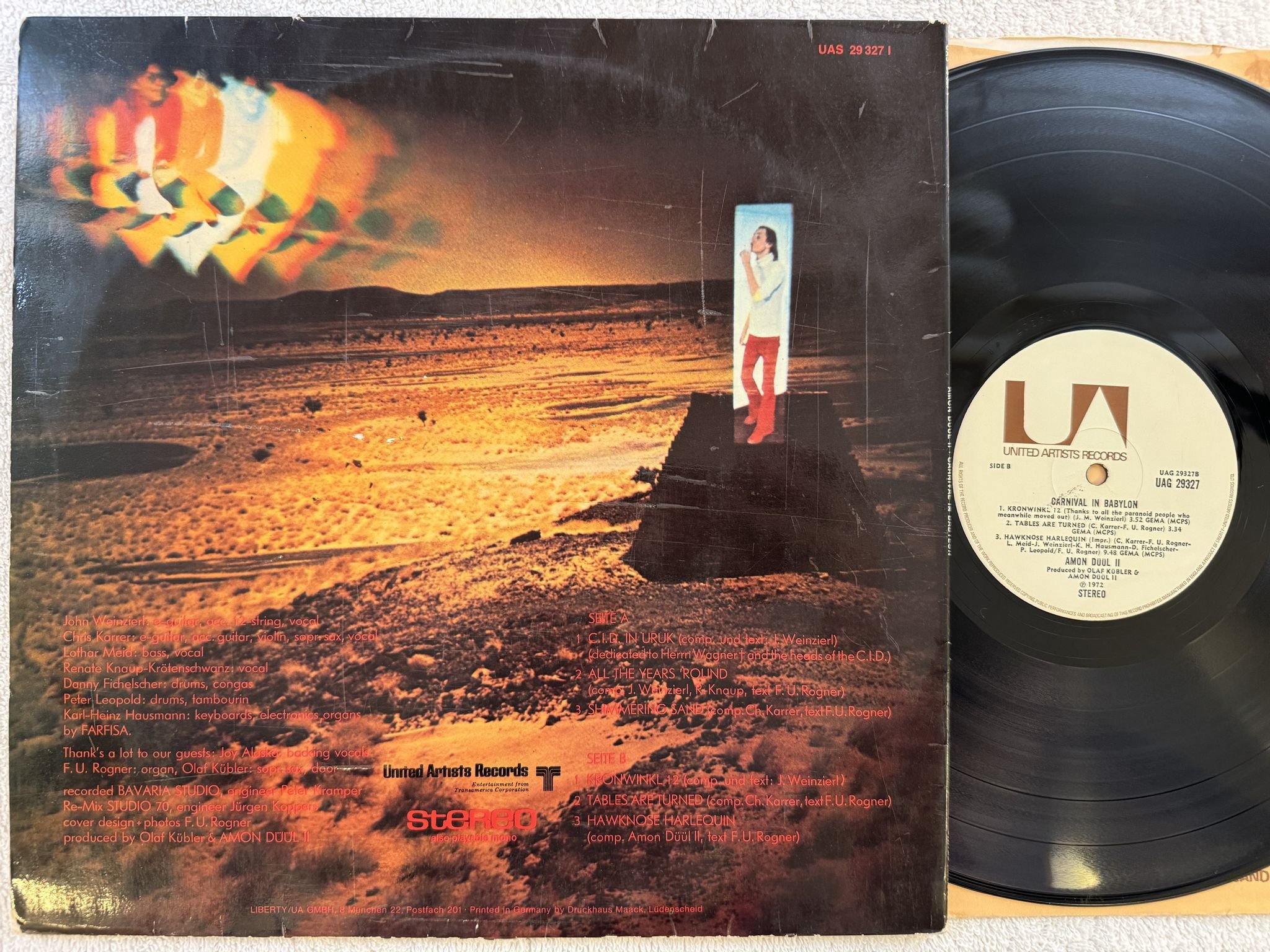 Omslagsbild för skivan AMON DÜÜL II Carnival In Babylon LP -72 UK united UAG29327 *** Krautrock ***