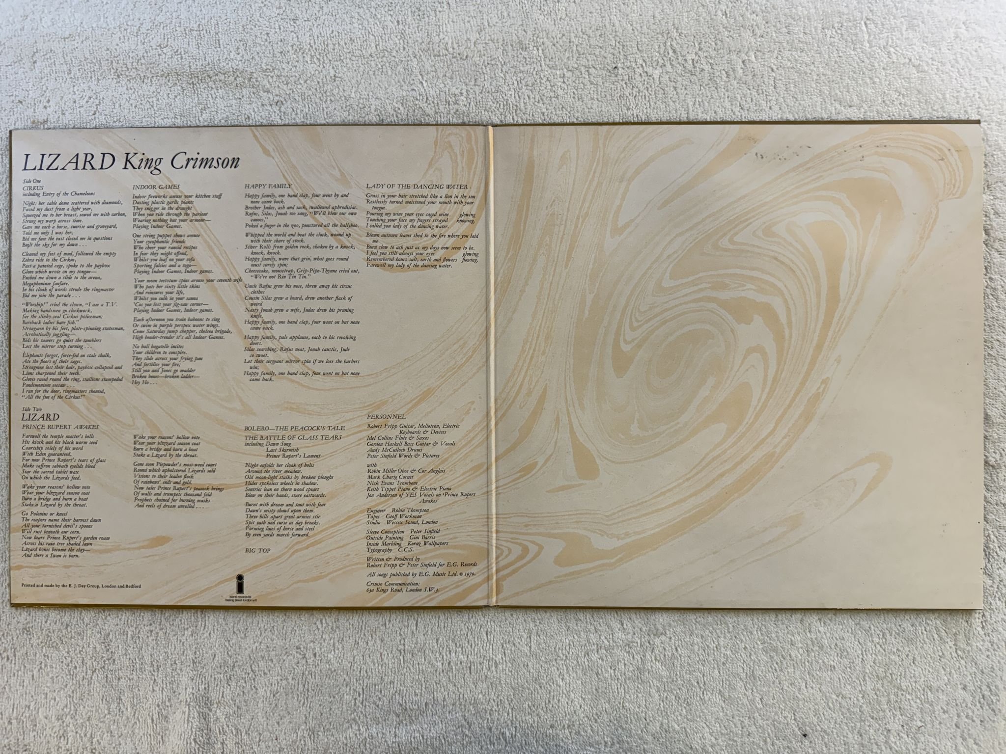 Omslagsbild för skivan KING CRIMSON lizard LP -70 UK ISLAND ILPS 9141