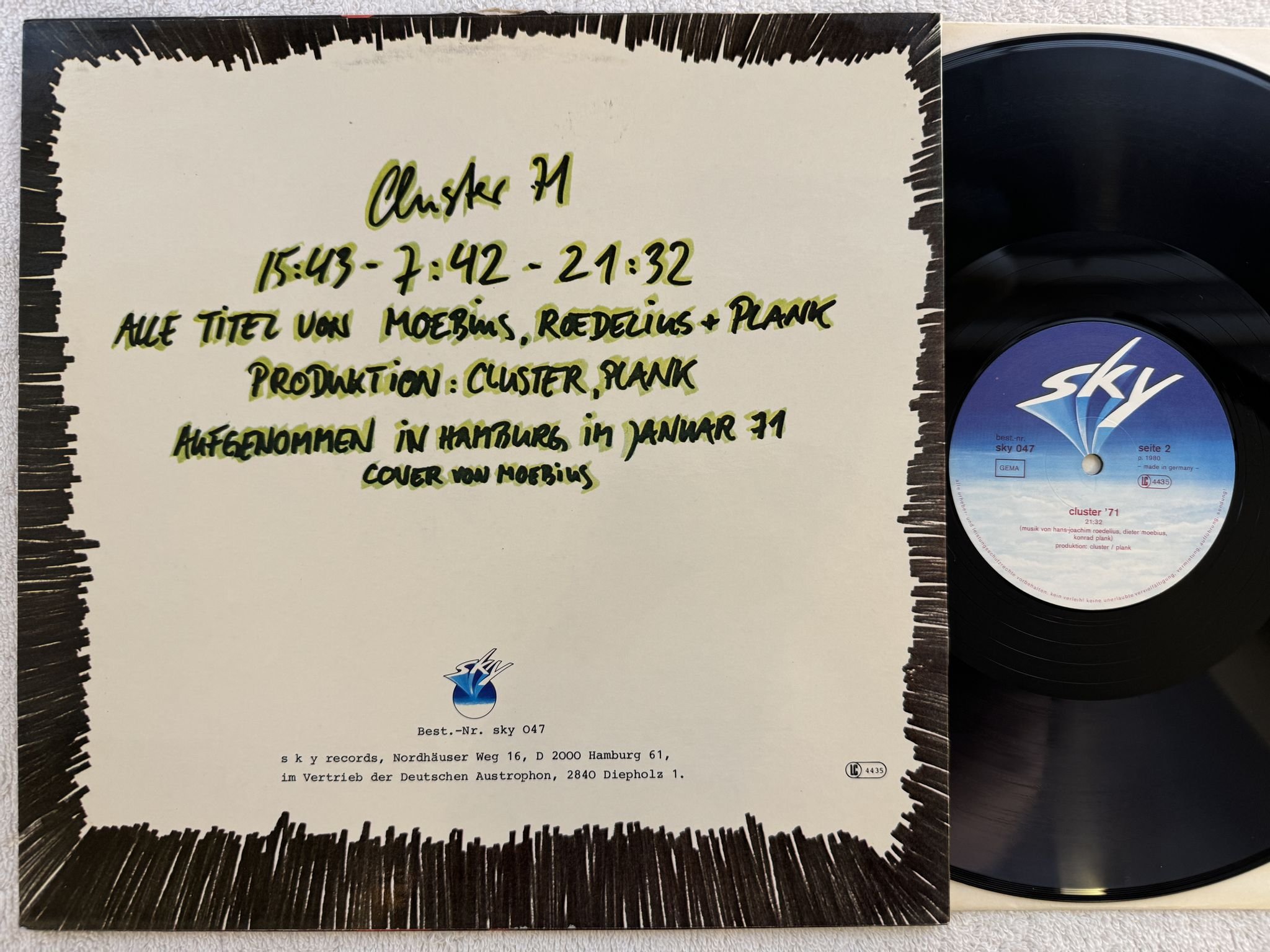 Omslagsbild för skivan CLUSTER Cluster '71 LP -80 SKY 047 *** KRAUTROCK ***