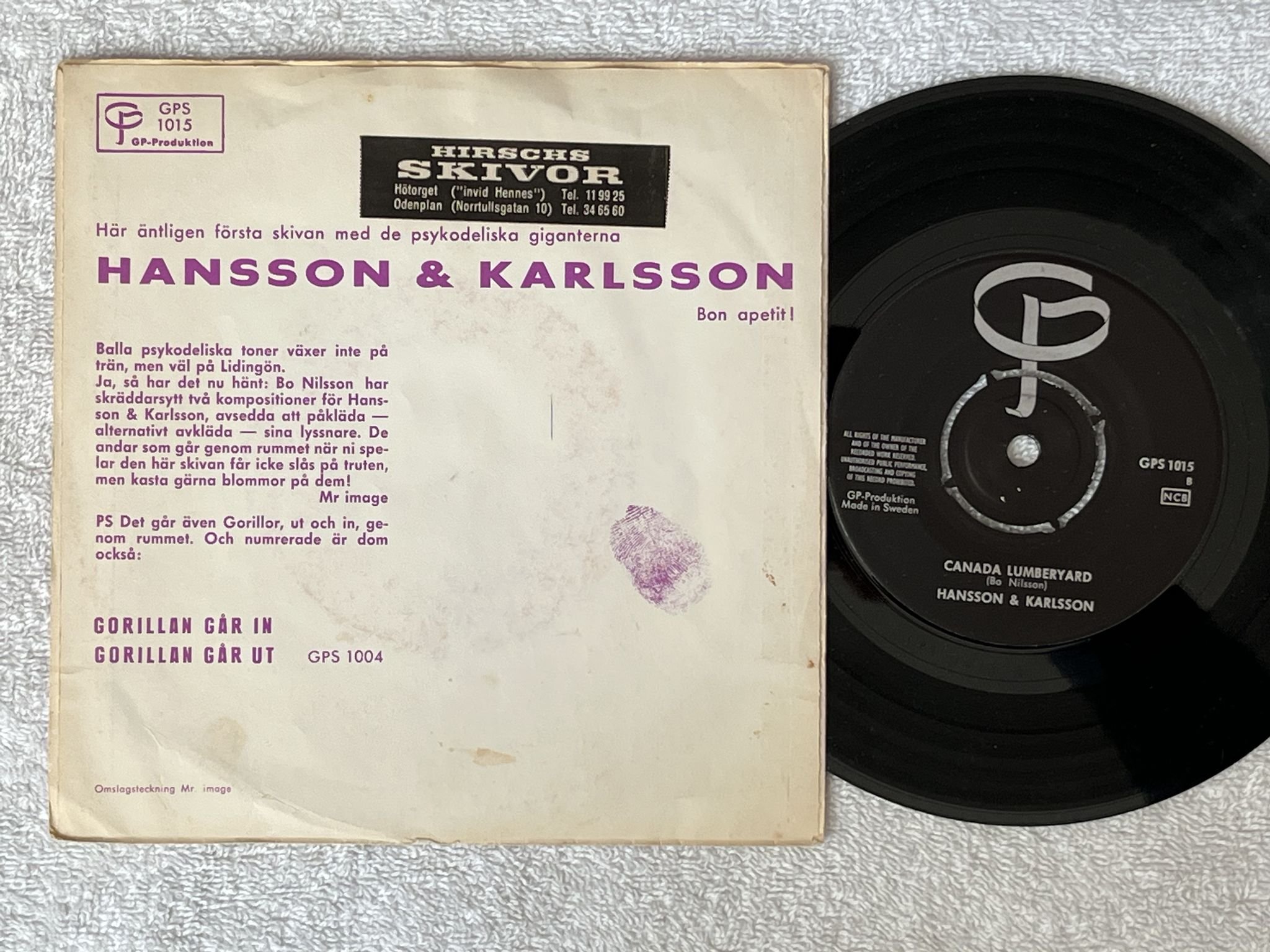 Omslagsbild för skivan HANSSON & KARLSSON Lidingö Airport 7" -67 GPS 1015 ** PSYCH **