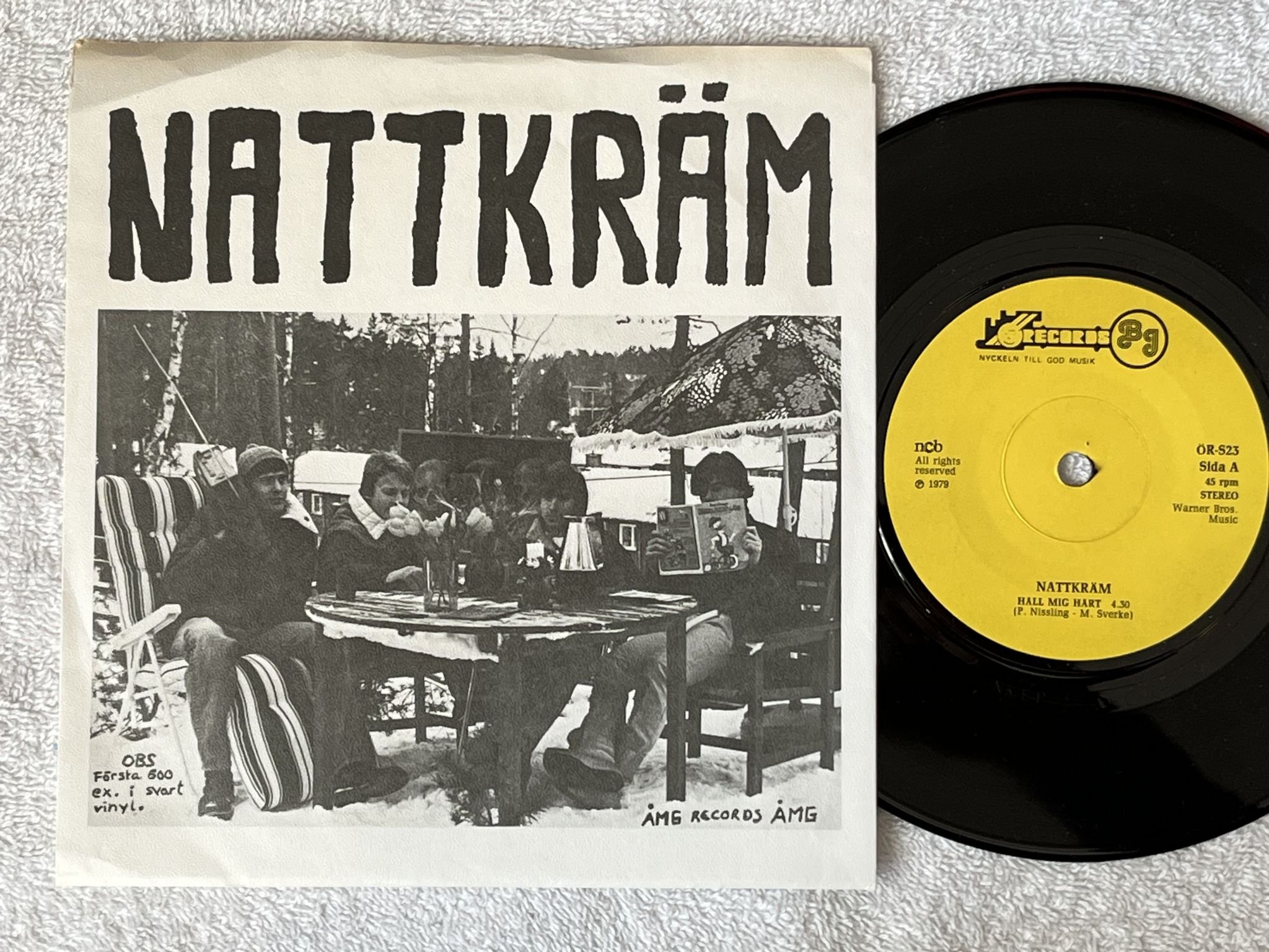 Omslagsbild för skivan NATTKRÄM håll mig hårt 7" -79 Swe Ö-RECORDS ÖR-S 23