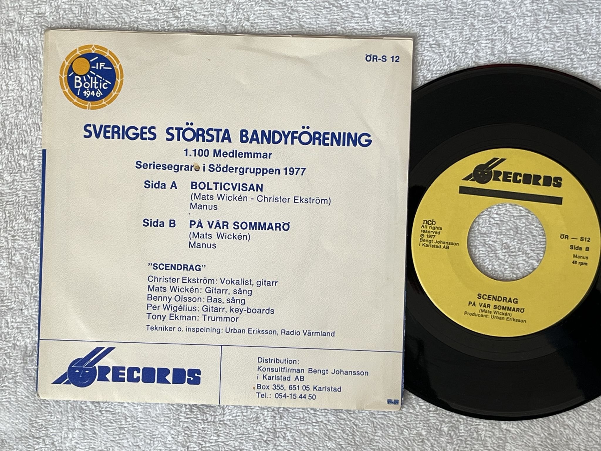 Omslagsbild för skivan SCENDRAG Bolticvisan 7" -77 Swe Ö RECORDS OR-S 12