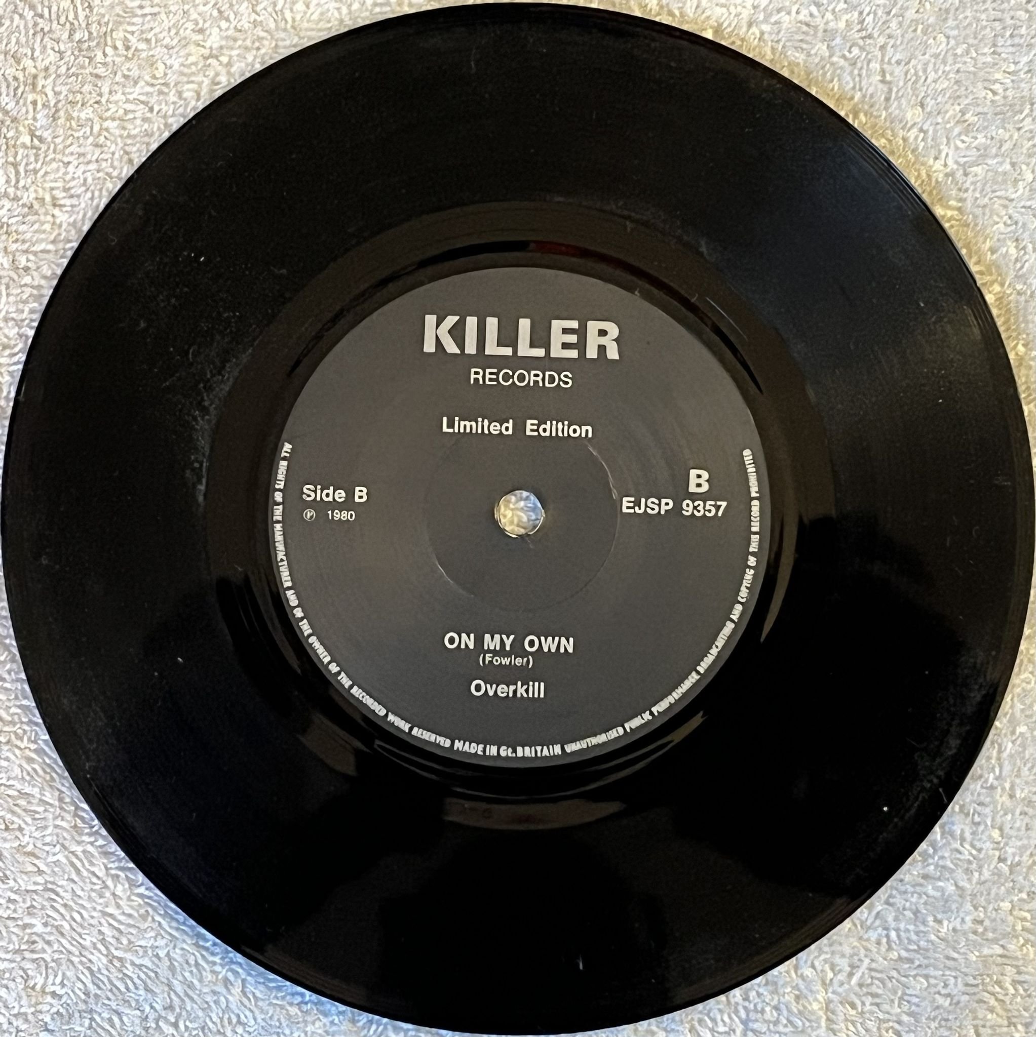 Omslagsbild för skivan OVERKILL elemental 7" -80 UK KILLER RECORDS EJSP 9357 *** Limited Ed / Rare ***