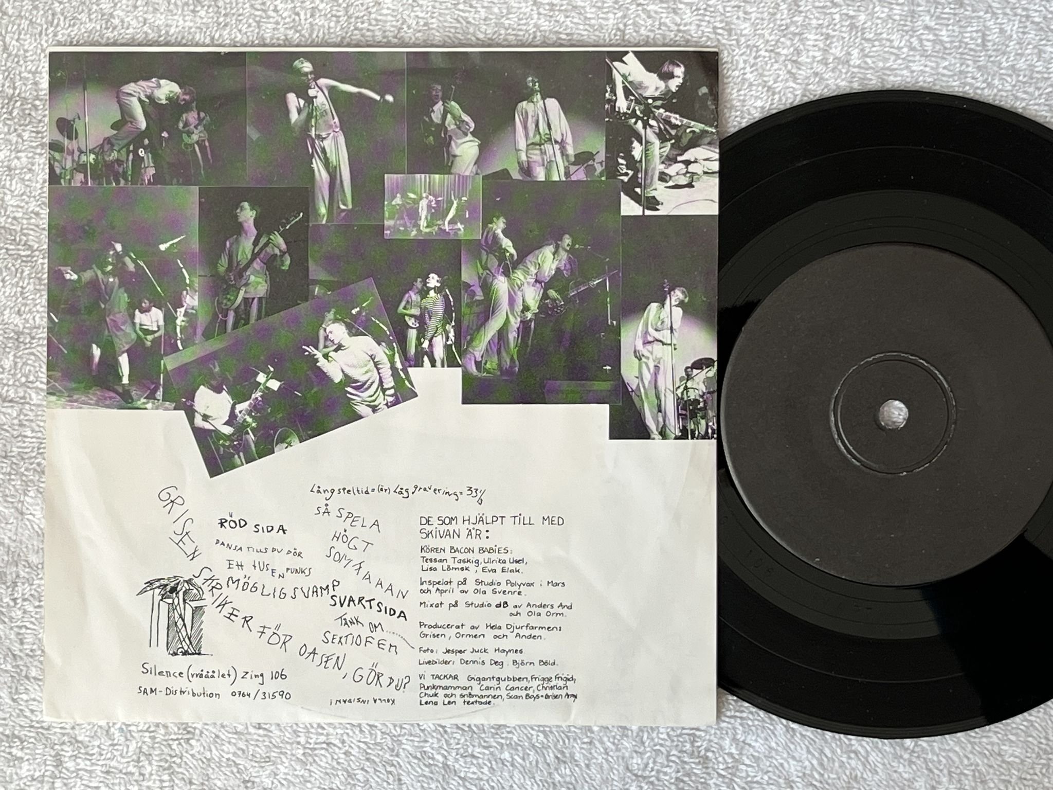 Omslagsbild för skivan GRISEN SKRIKER s/t 7"ep -79 Swe SILENCE ZING 106