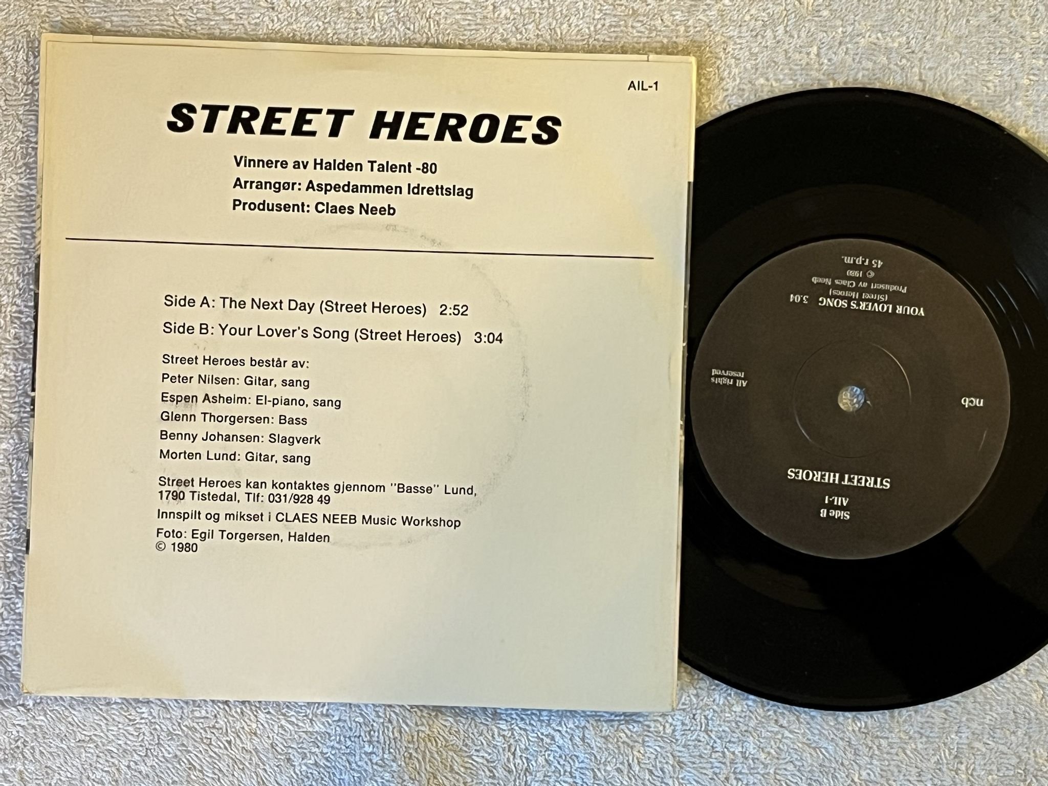 Omslagsbild för skivan STREET HEROES the next day 7" -80 Nor ASPEDAMMEN IDRETTSLAG AIL1 ** POWER POP **