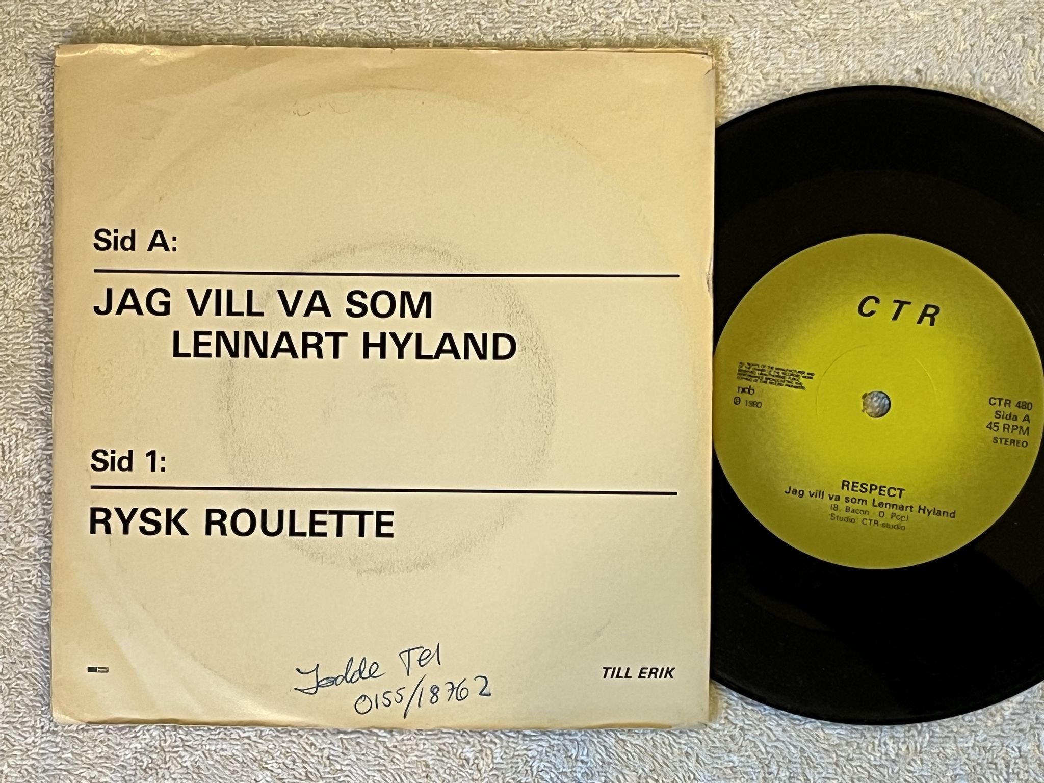 Omslagsbild för skivan RESPECT Jag Vill Va Som Lennart Hyland 7" -80 Swe CTR 480 ** RARE 45 **