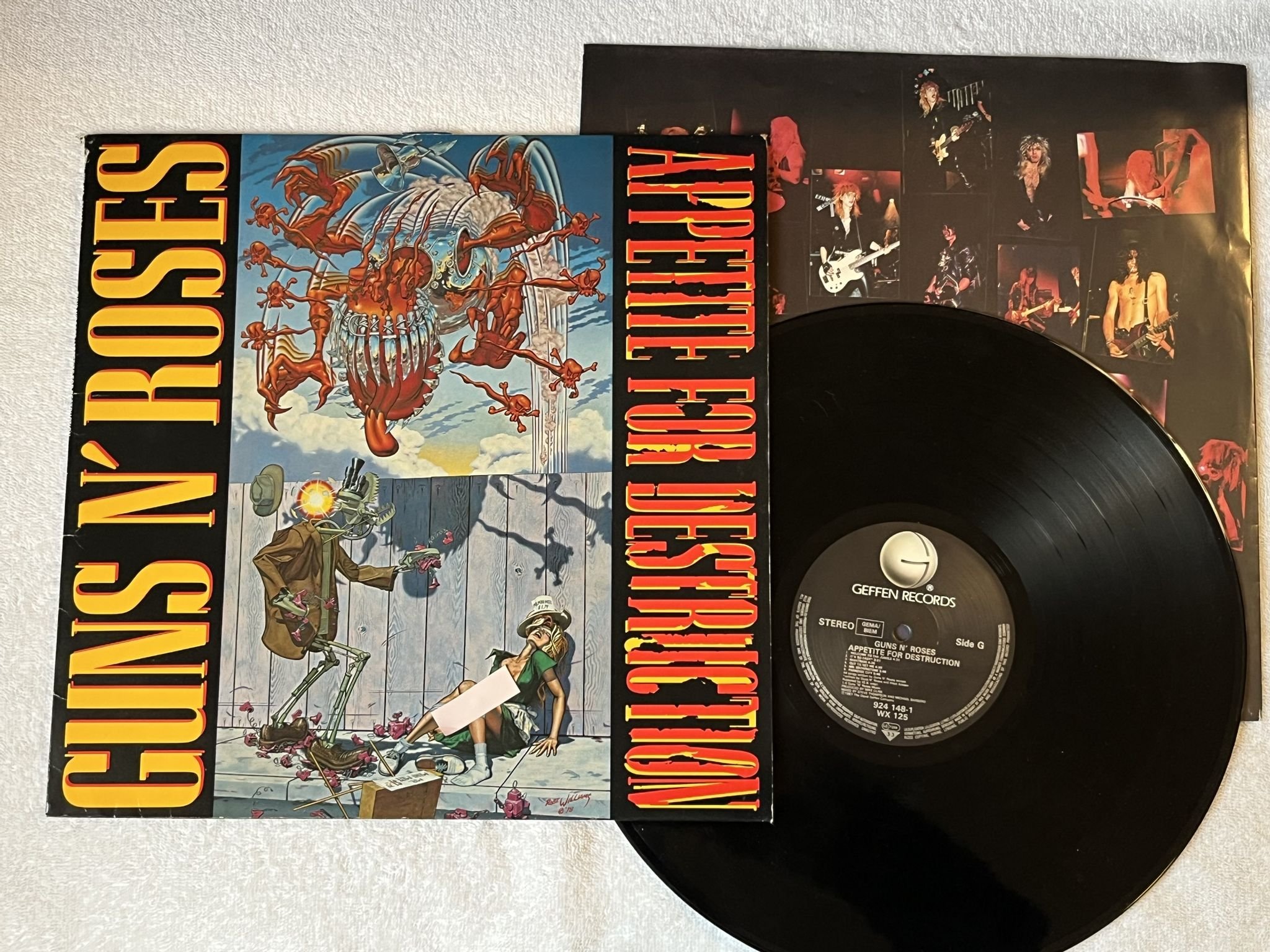 Omslagsbild för skivan GUNS N ROSES appetite for destruction LP -87 Ger GEFFEN 924 148-1