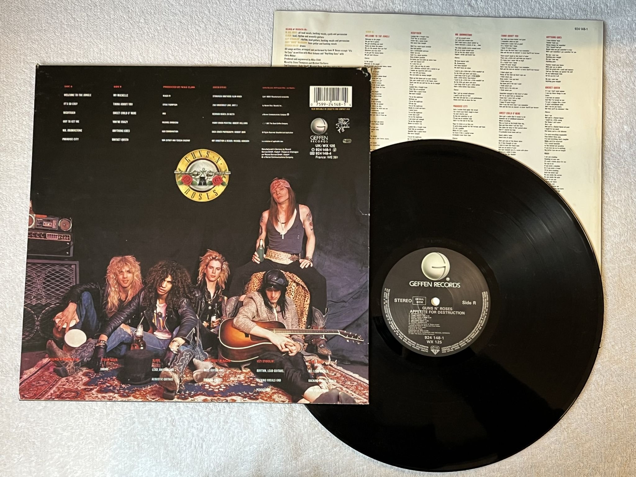 Omslagsbild för skivan GUNS N ROSES appetite for destruction LP -87 Ger GEFFEN 924 148-1